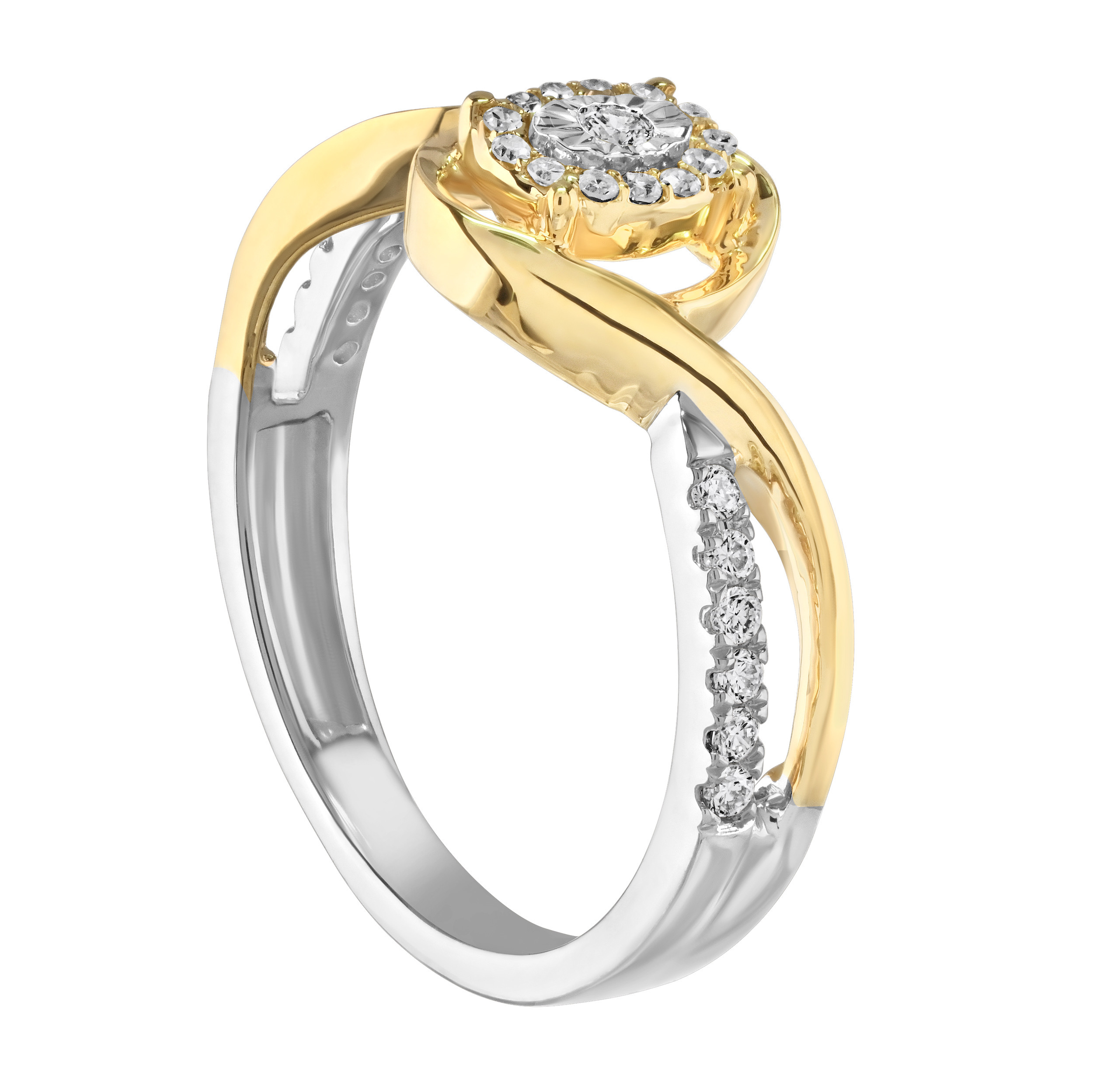 10K Rose Gold Oval Shape Miracle Plate Center Bypass Ring Diamond 0.81 Ctw