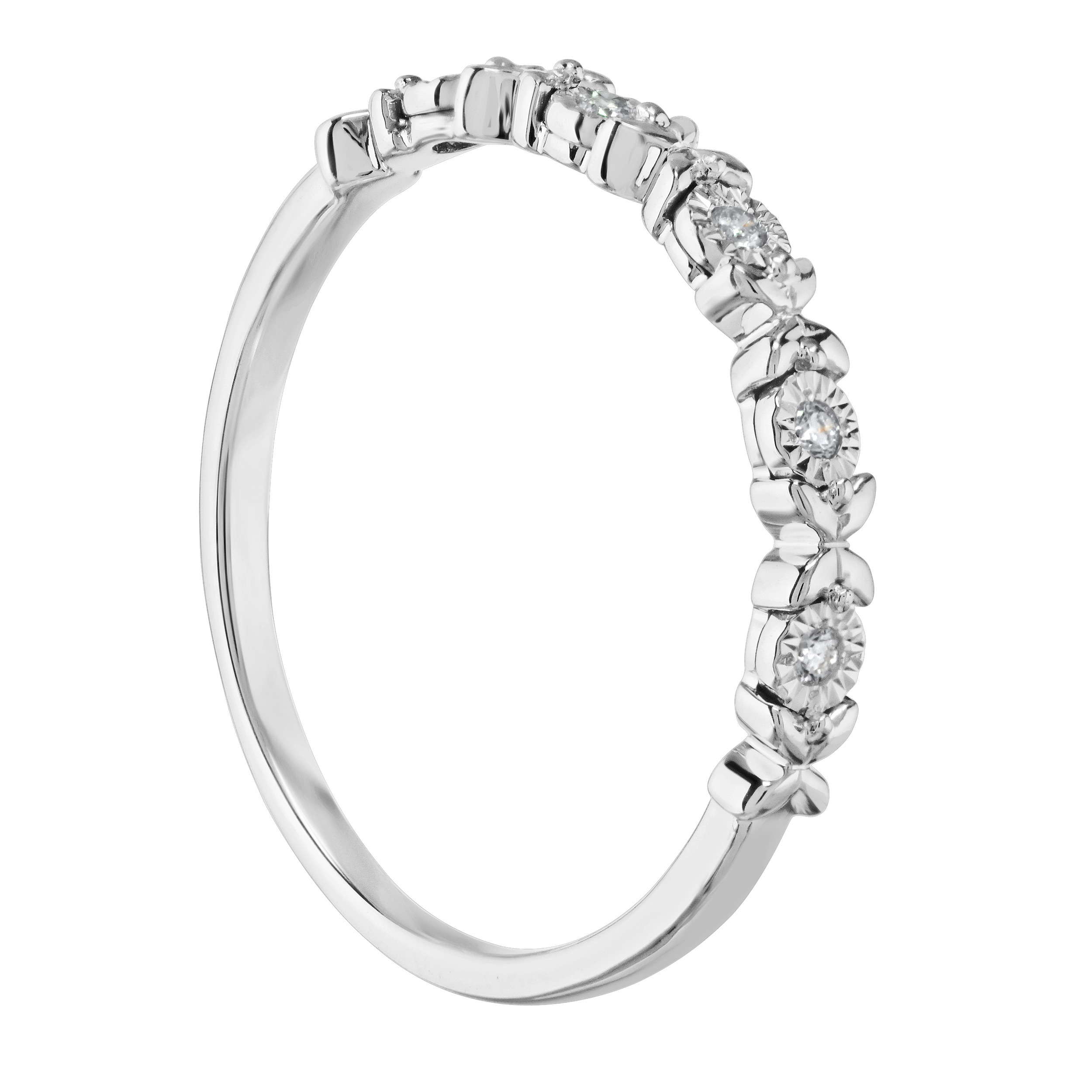 TriUnity&trade; 10K White Gold Stackable X & O, Miracle Plate O's 0.15 Ctw