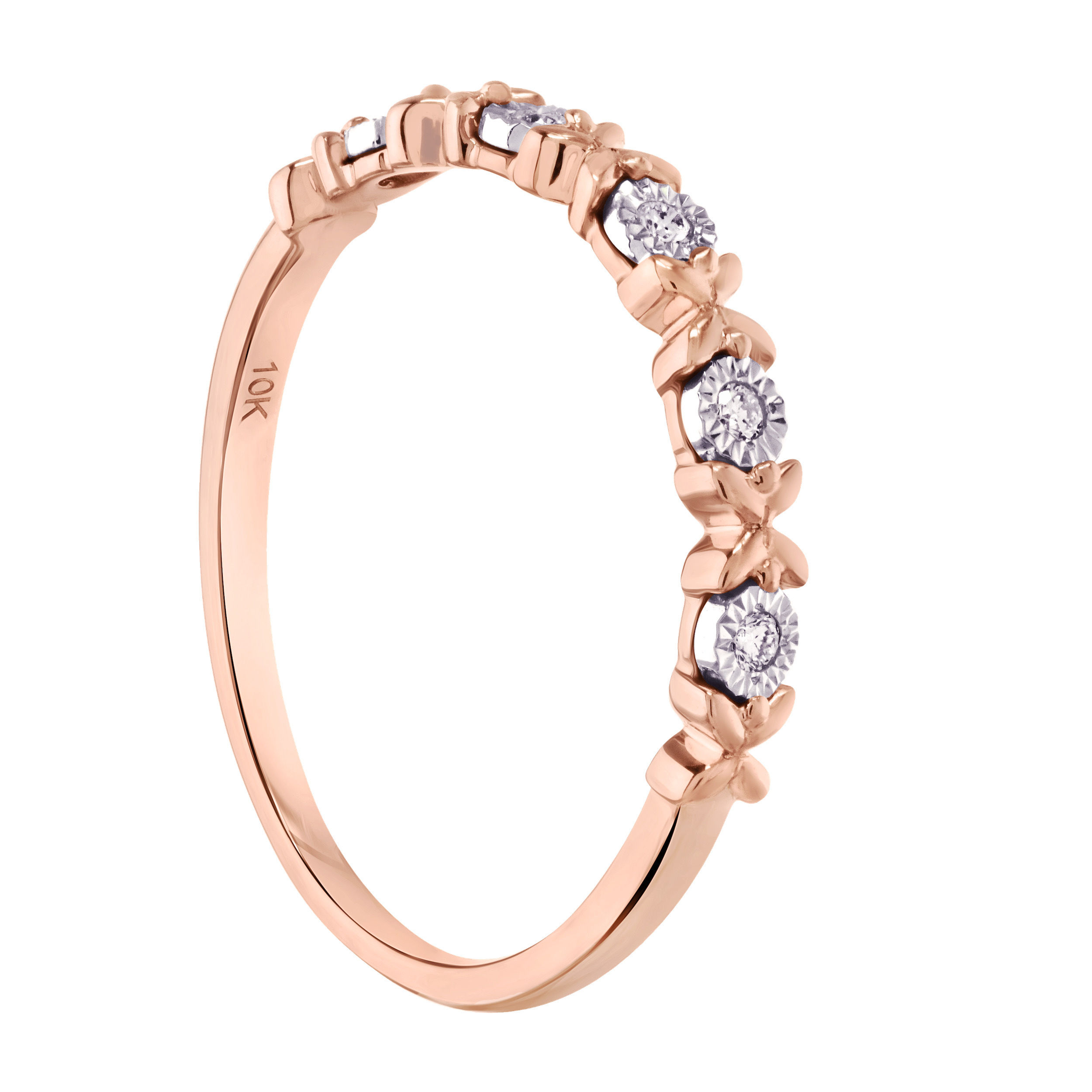 TriUnity&trade; 10K Rose Gold Stackable X & O, Miracle Plate O's 0.15 Ctw