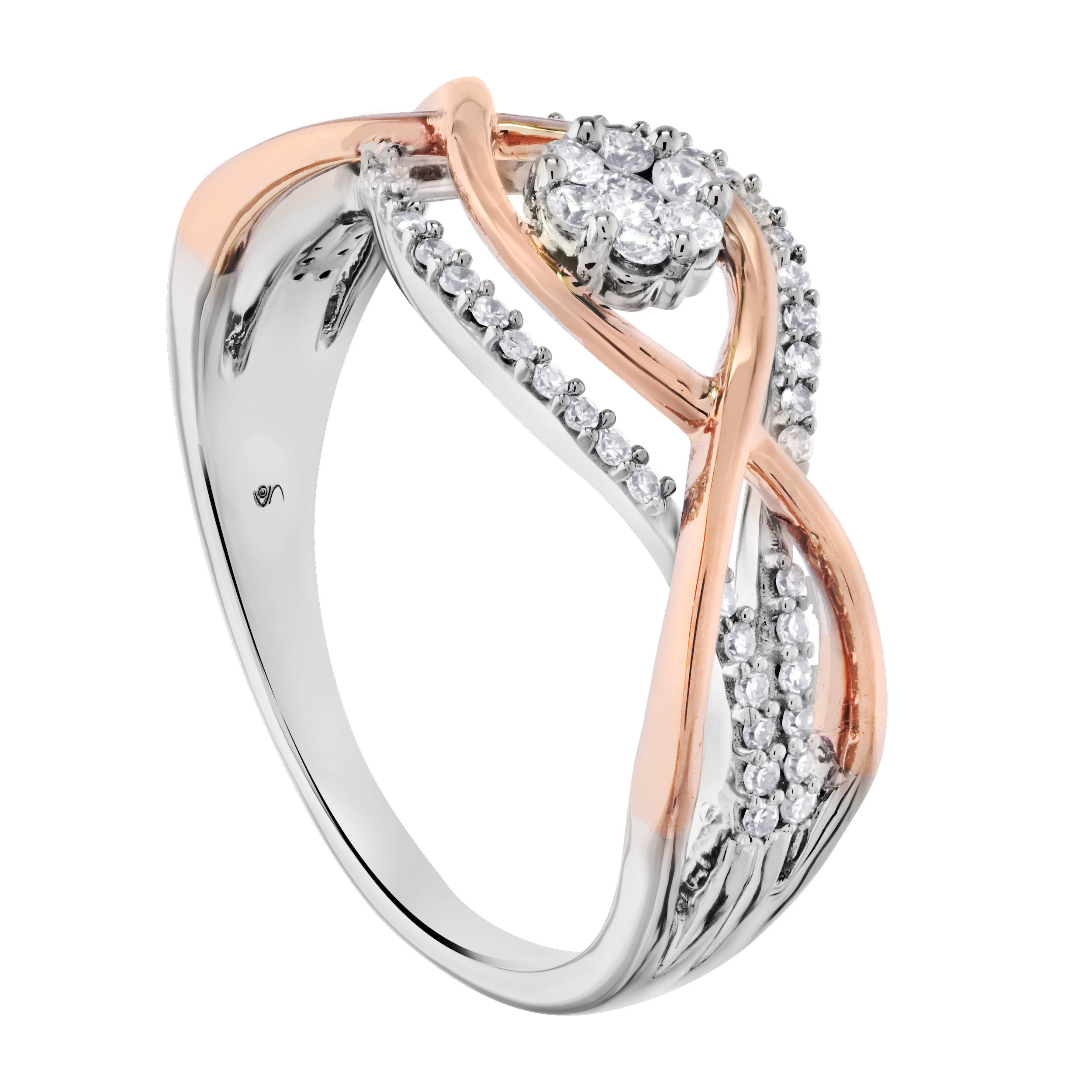 10K Rose Gold Marquise Shape Cluster with Infinity Wrap Ring Diamond 1.71 Ctw
