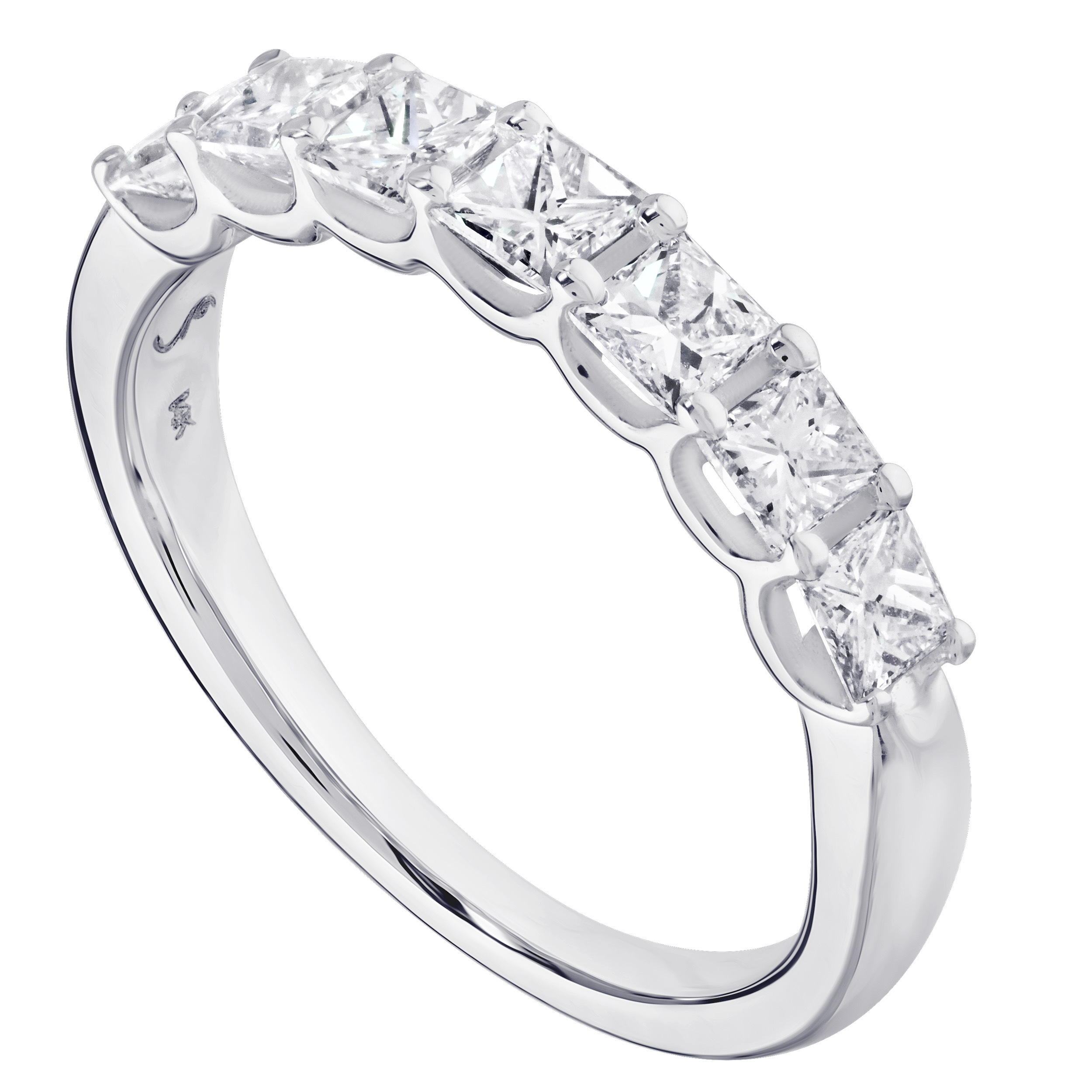 14K White Gold Prong Set Princess Cuts Diamond Ring 1.00 Ctw