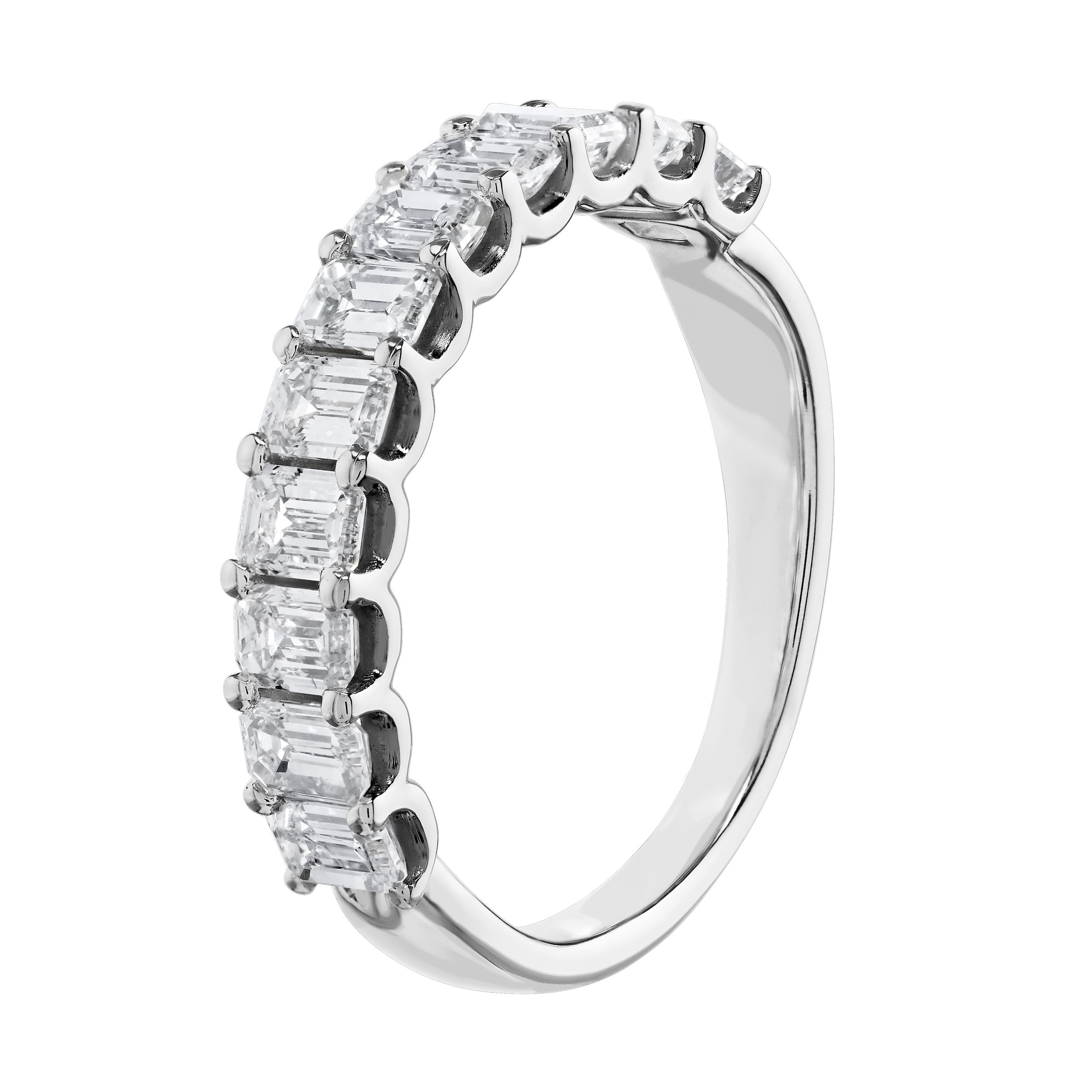 14K White Gold Prong Set Emerald Cuts Diamond Ring 1.50 Ctw