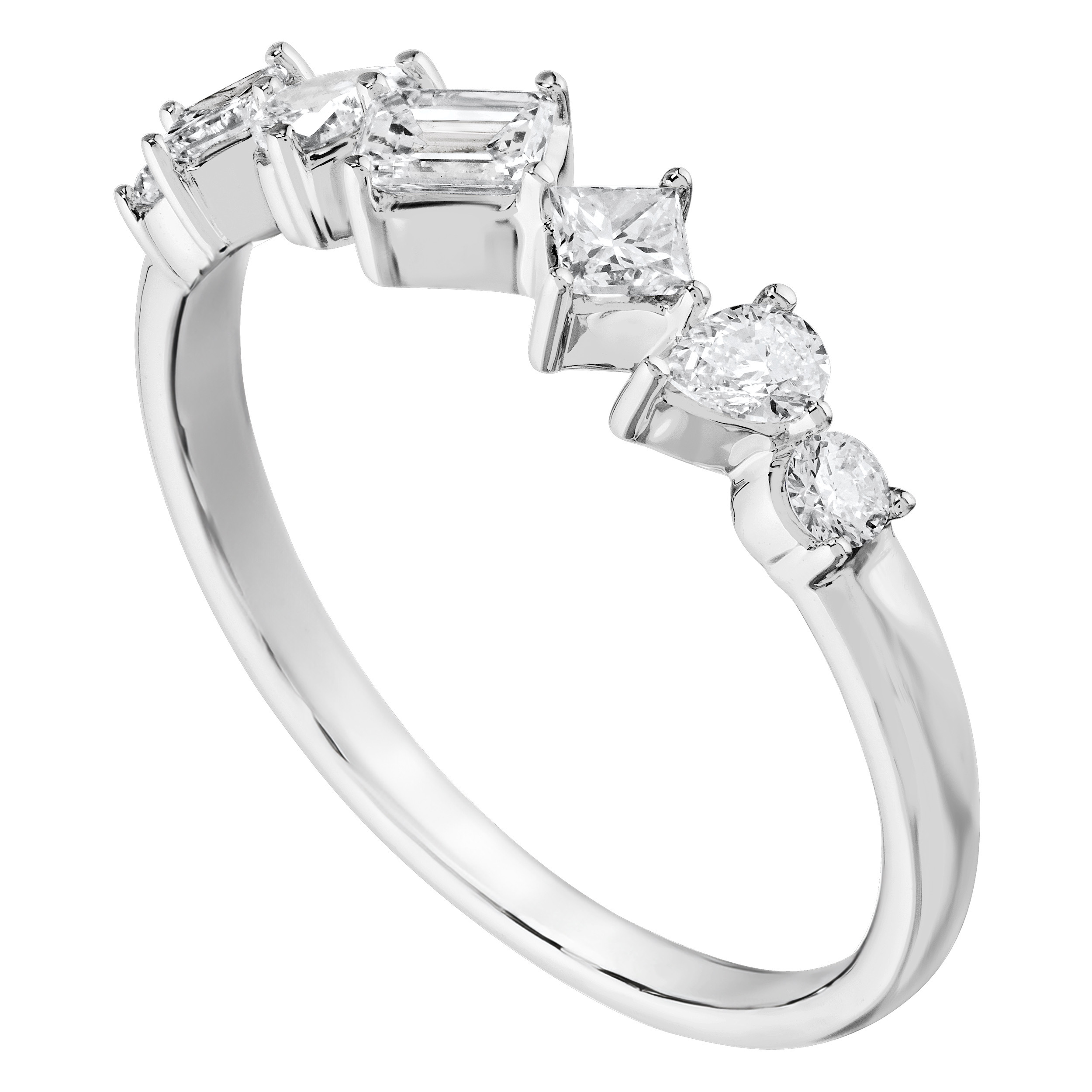 14K White Gold Fancy Shape Prong Set Diamond Ring 0.50 Ctw