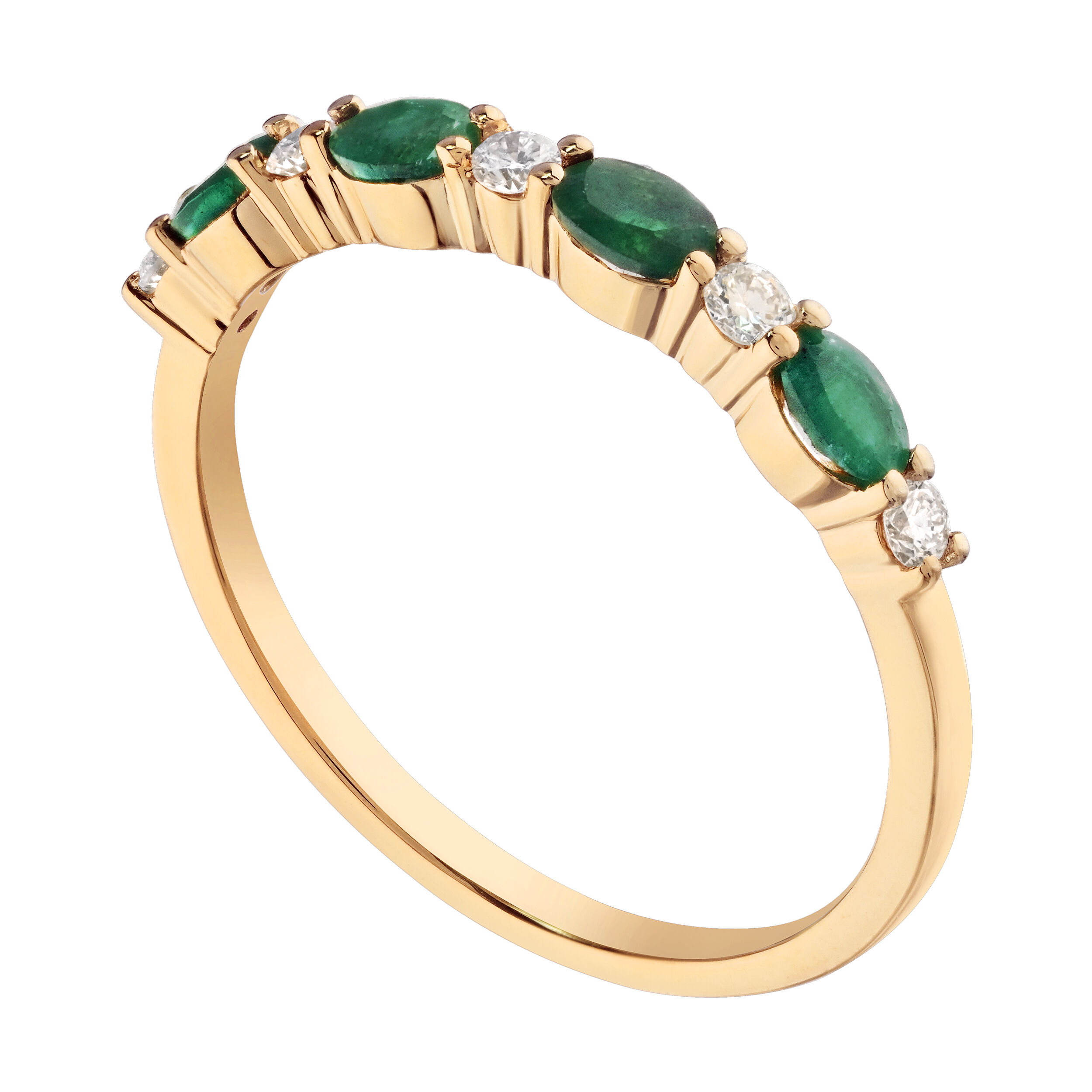 TriUnity&trade; 14K Yellow Gold Oval Color Stone With Round Diamond Between 0.84 Ctw