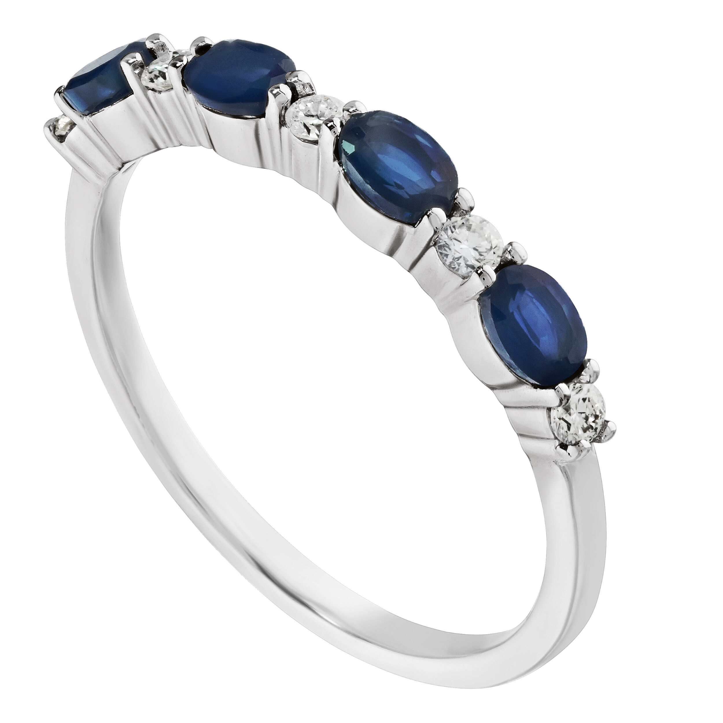 TriUnity&trade; 14K White Gold Oval Color Stone With Round Diamond Between 0.84 Ctw