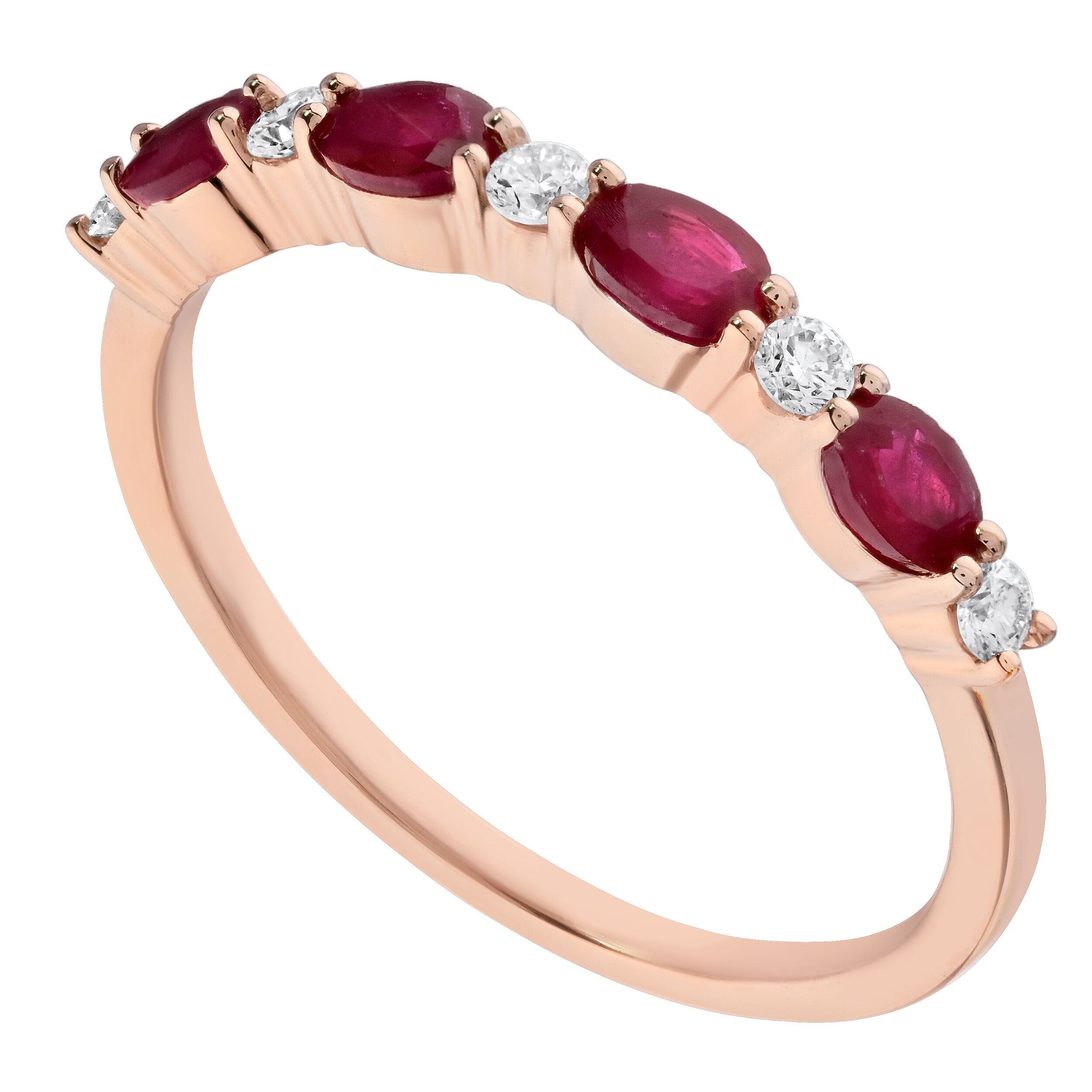 TriUnity&trade; 14K Rose Gold Oval Color Stone With Round Diamond Between 0.84 Ctw