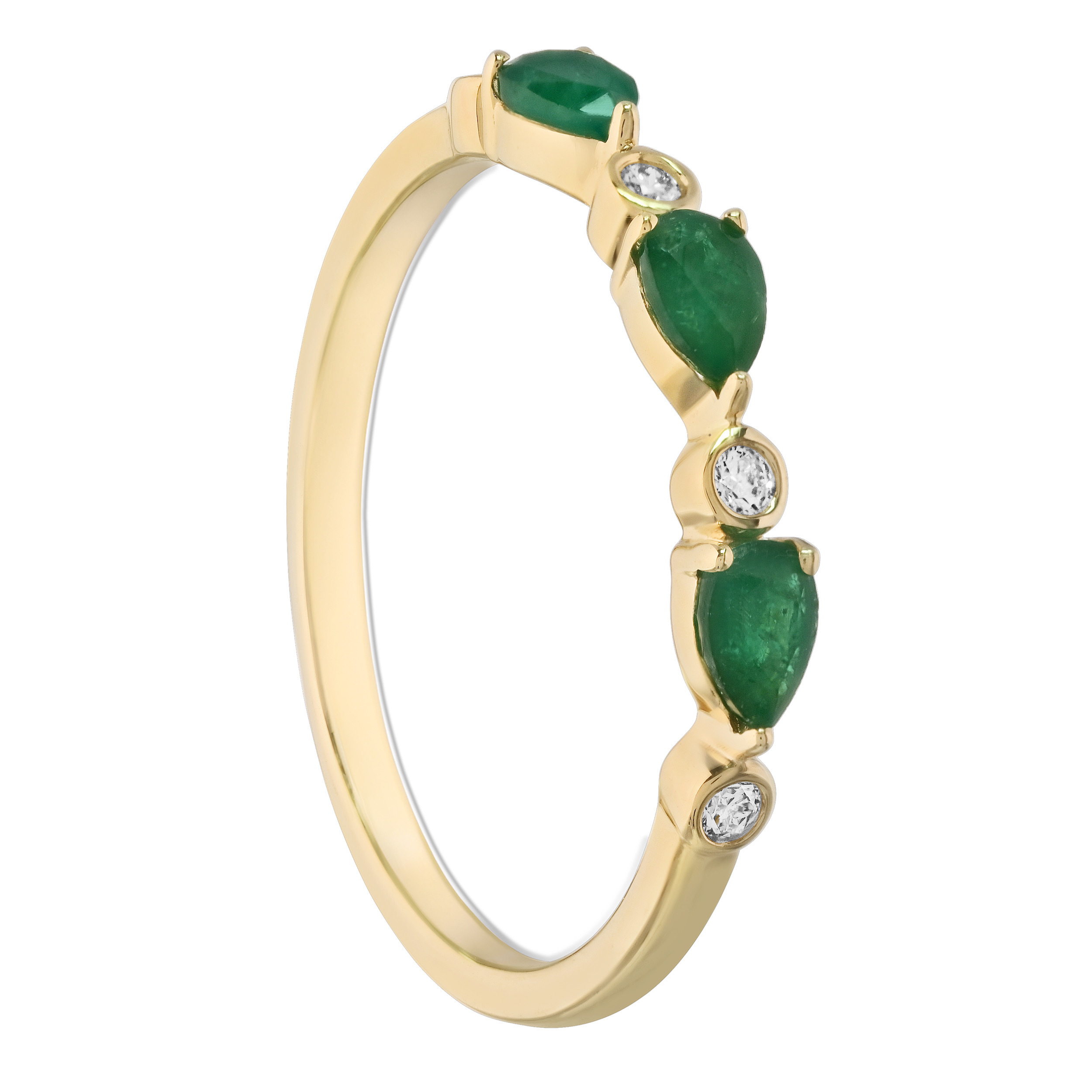 TriUnity&trade; 14K Yellow Gold Pear Shape Color Stone With Round Diamond Between 0.12 Ctw