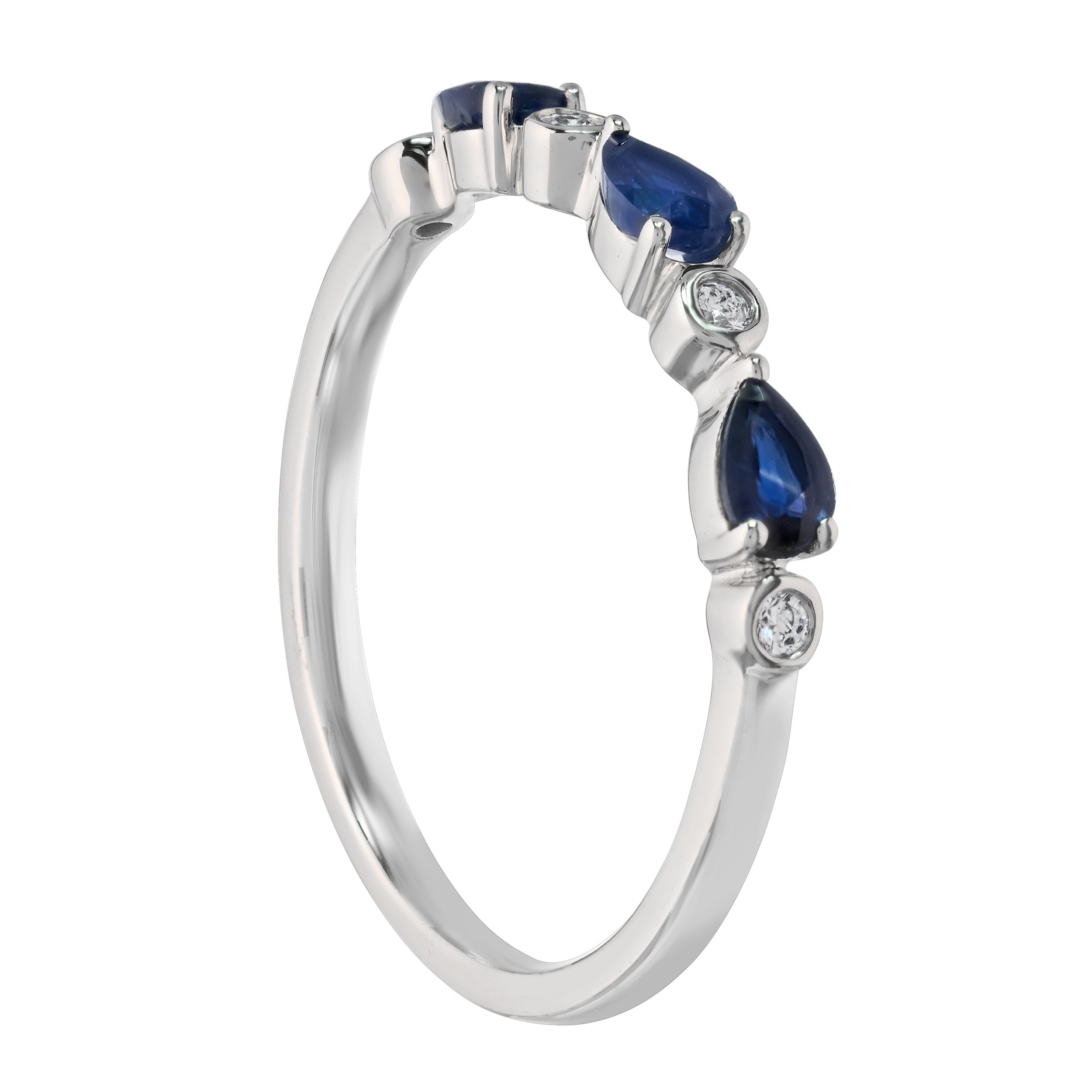 TriUnity&trade; 14K White Gold Pear Shape Color Stone With Round Diamond Between 0.12 Ctw