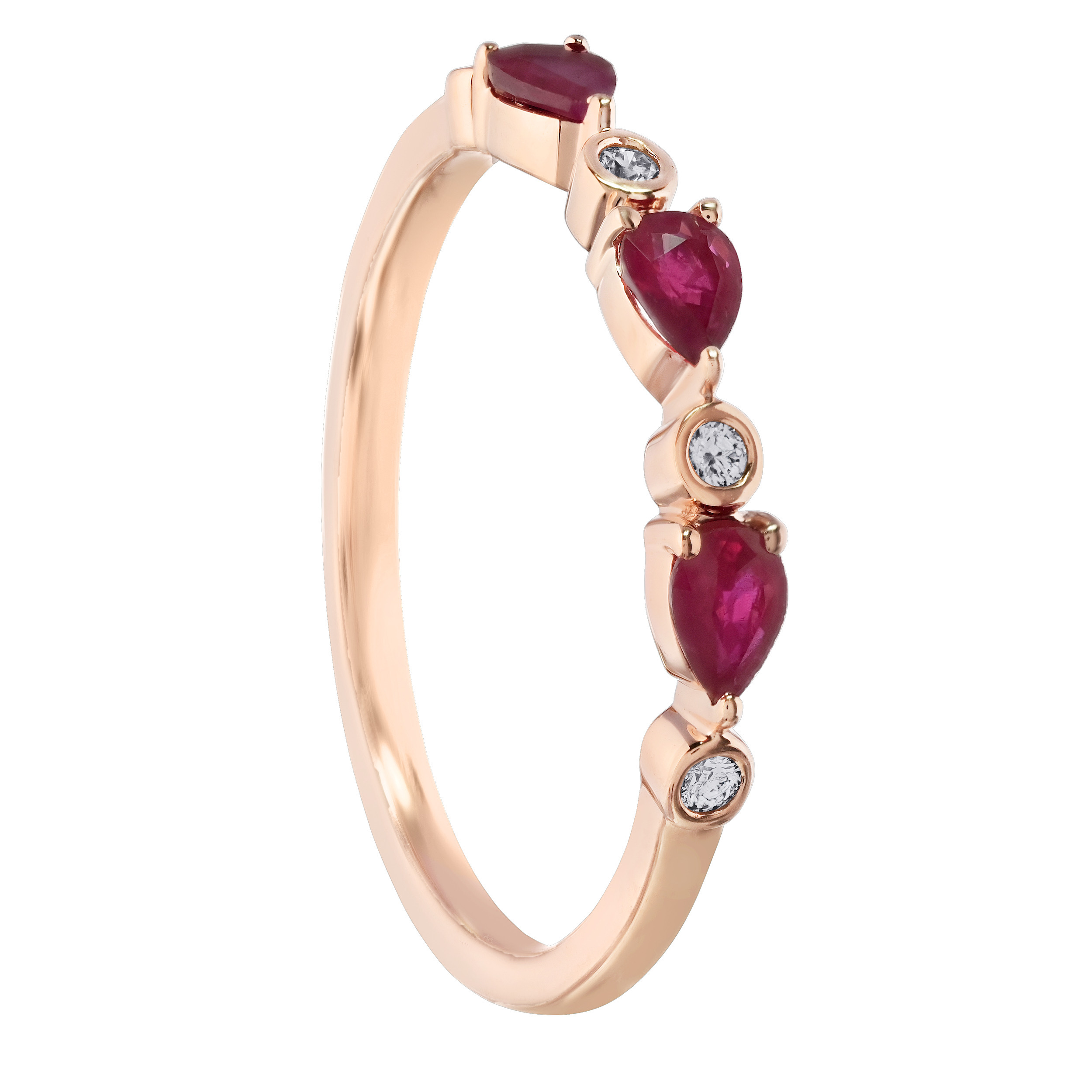 TriUnity&trade; 14K Rose Gold Pear Shape Color Stone With Round Diamond Between 1/2 Ctw