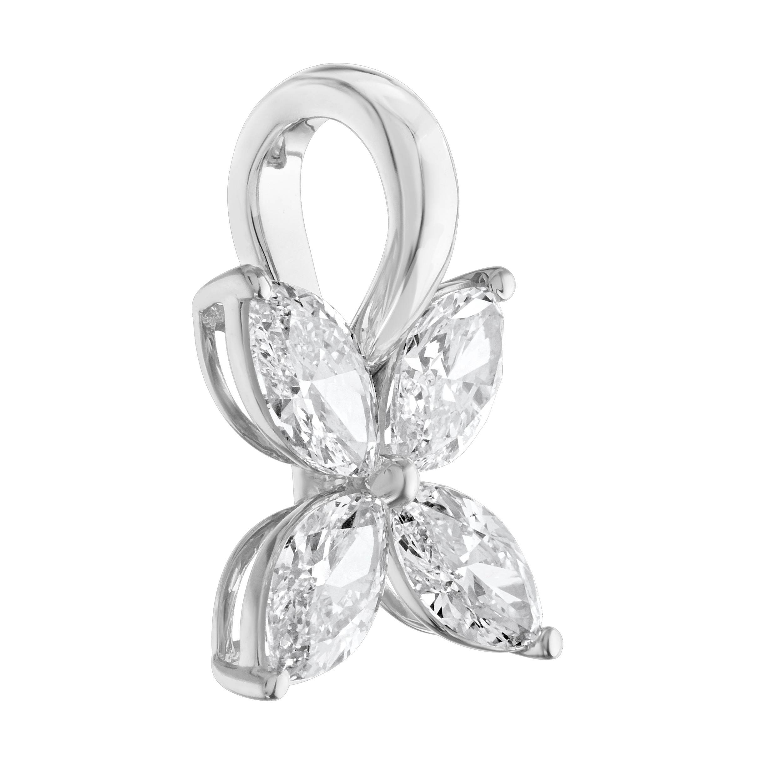 Diamond Bouquet&trade; 14K White Gold Diamond Marquise Shapes in Flower Pendant 1.00 Ctw