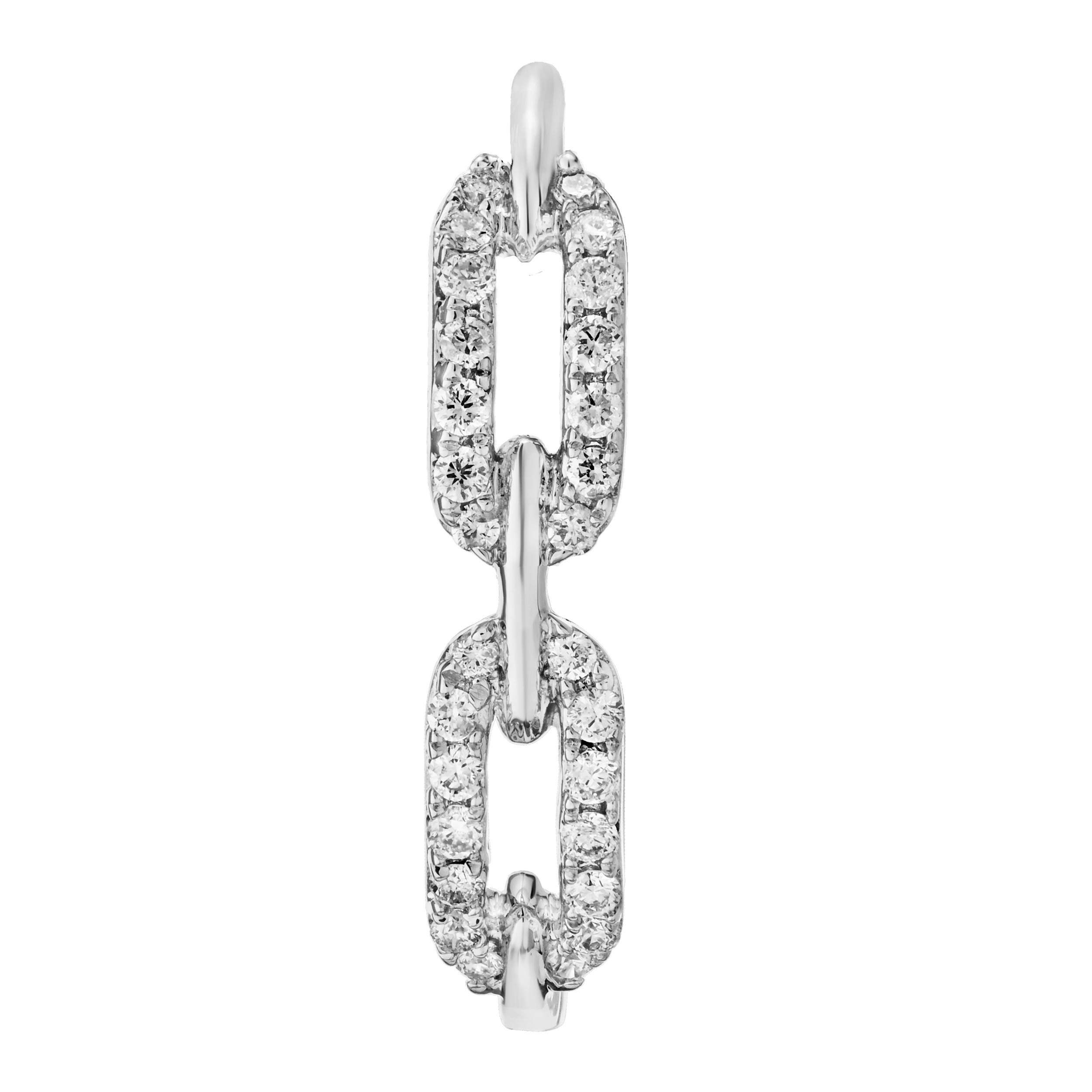14K White Gold Chain Link Hoops Pave Diamond Earrings 0.25 Ctw
