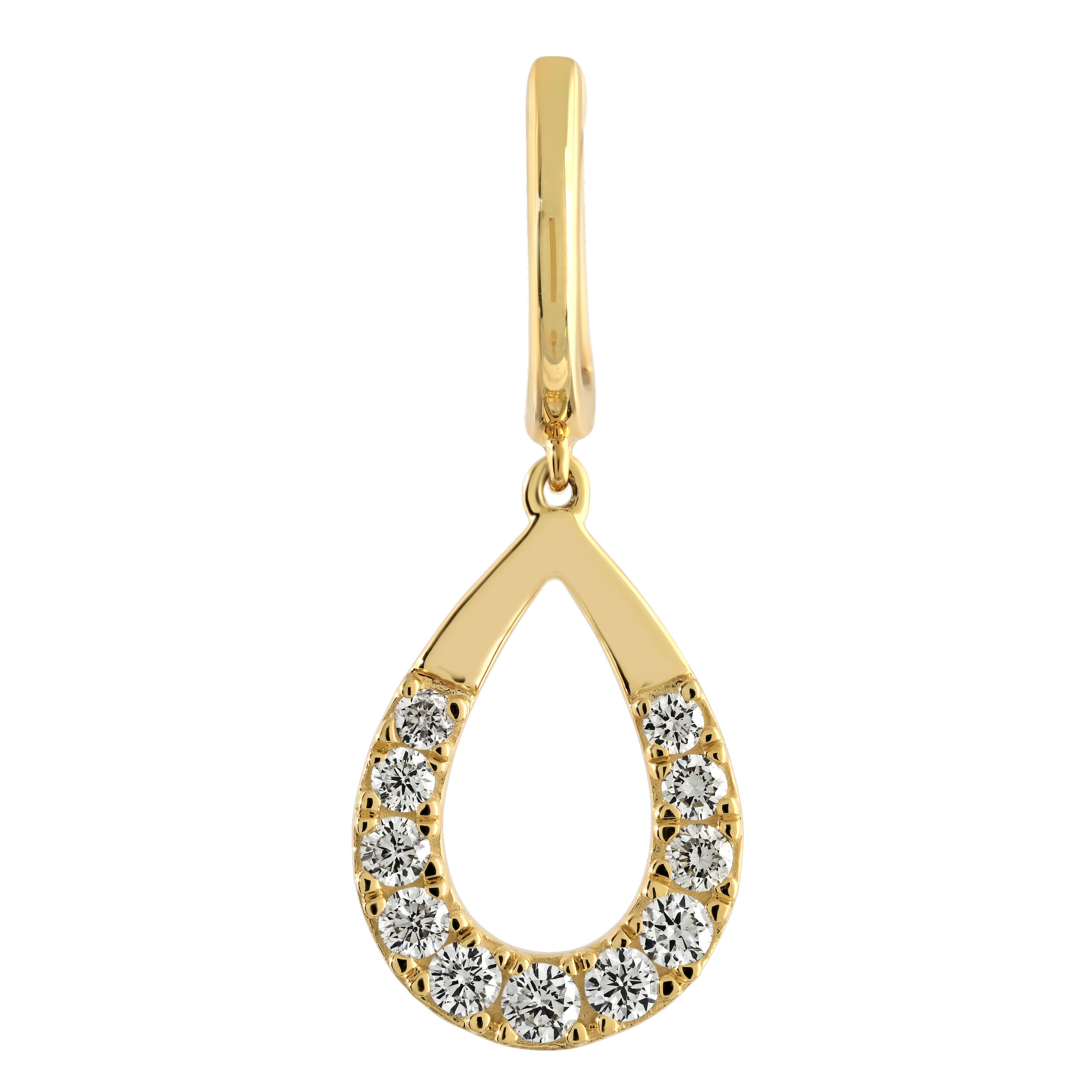 10K Yellow Gold Pear Shape Cutout Drops on Hoops Earrings Diamond 0.66 Ctw
