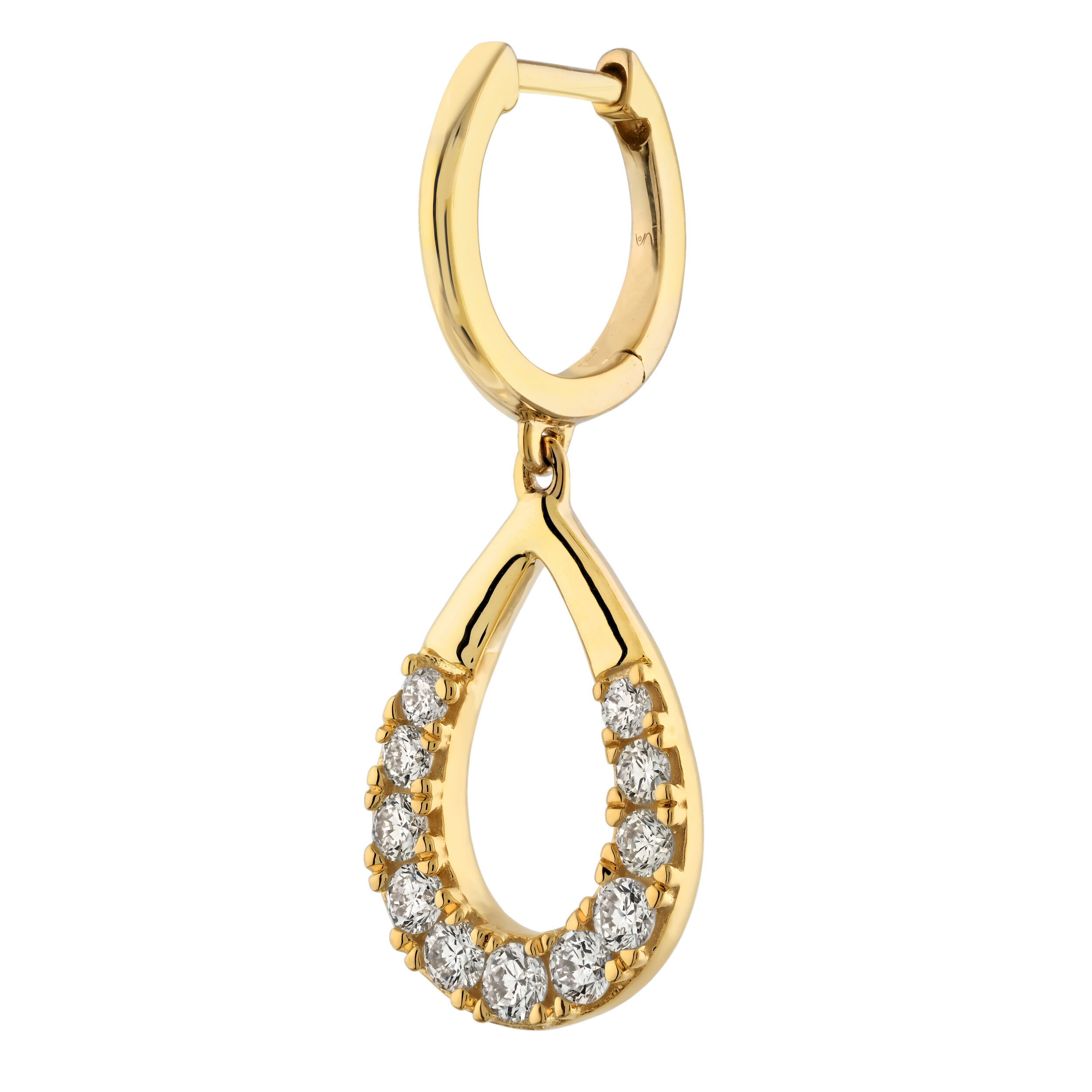 10K Yellow Gold Pear Shape Cutout Drops on Hoops Earrings Diamond 0.66 Ctw