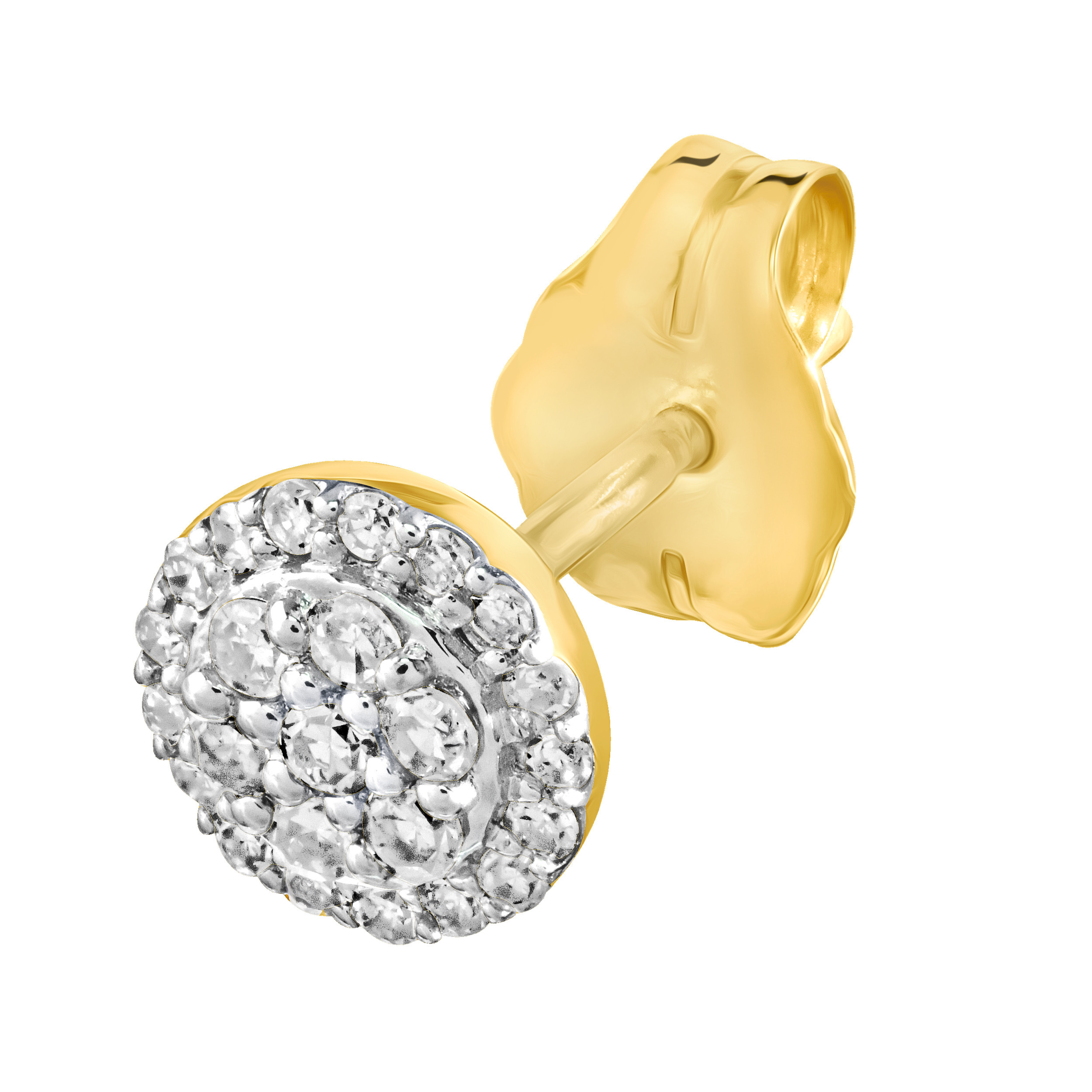 10K Yellow Gold Cluster with Halo Diamond Earrings 0.20 Ctw