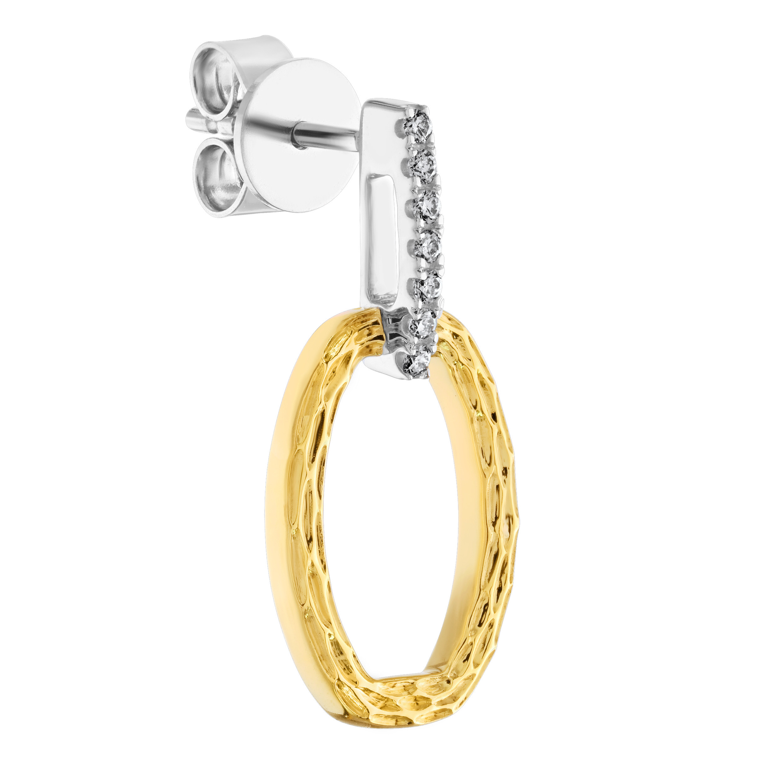 Textura&trade; 14K Two Tone Open Oval Drop from Pave Bar Diamond 0.10 Ctw