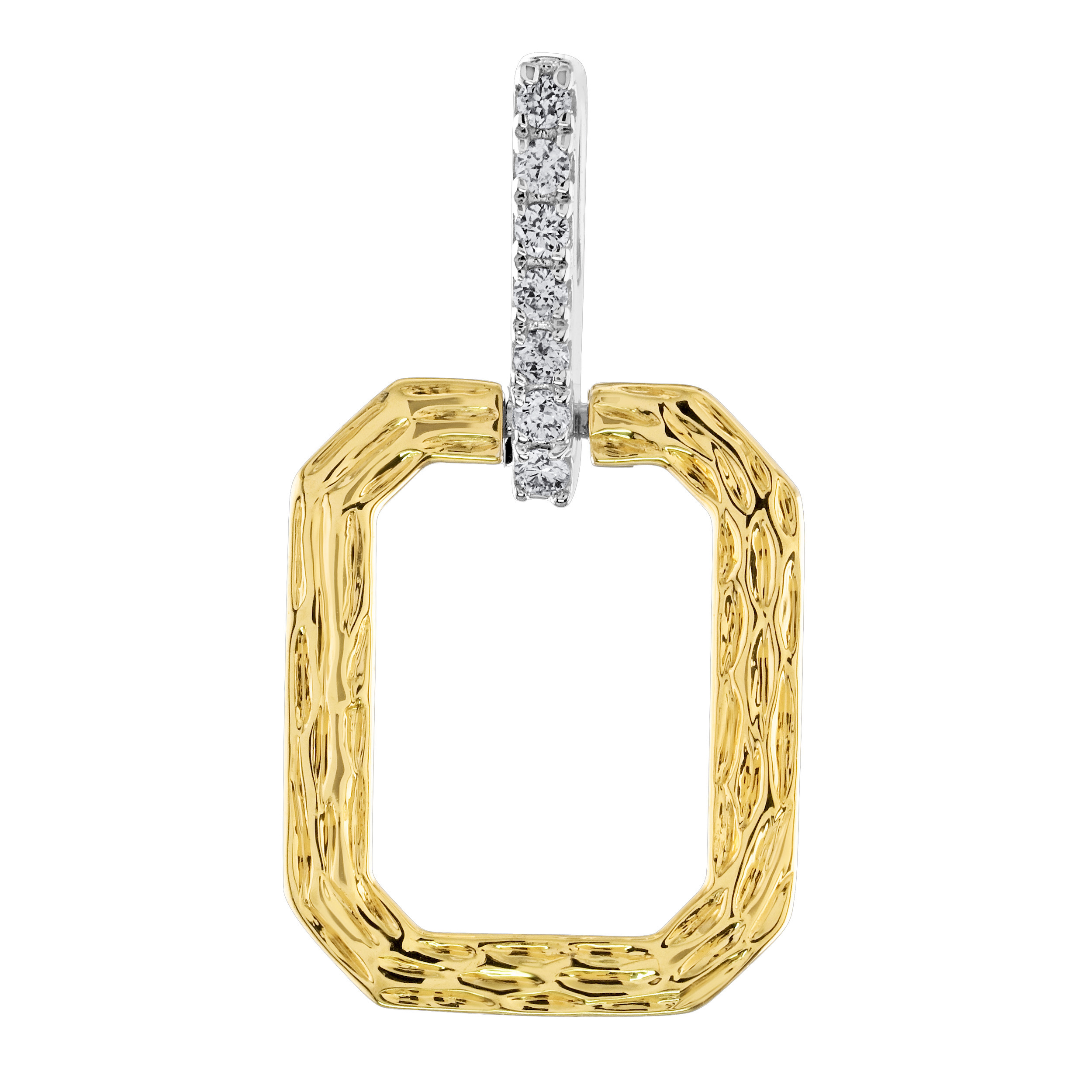 Textura&trade; 14K Two Tone Open Rectangular Link on Diamond Bar Diamond 0.10 Ctw
