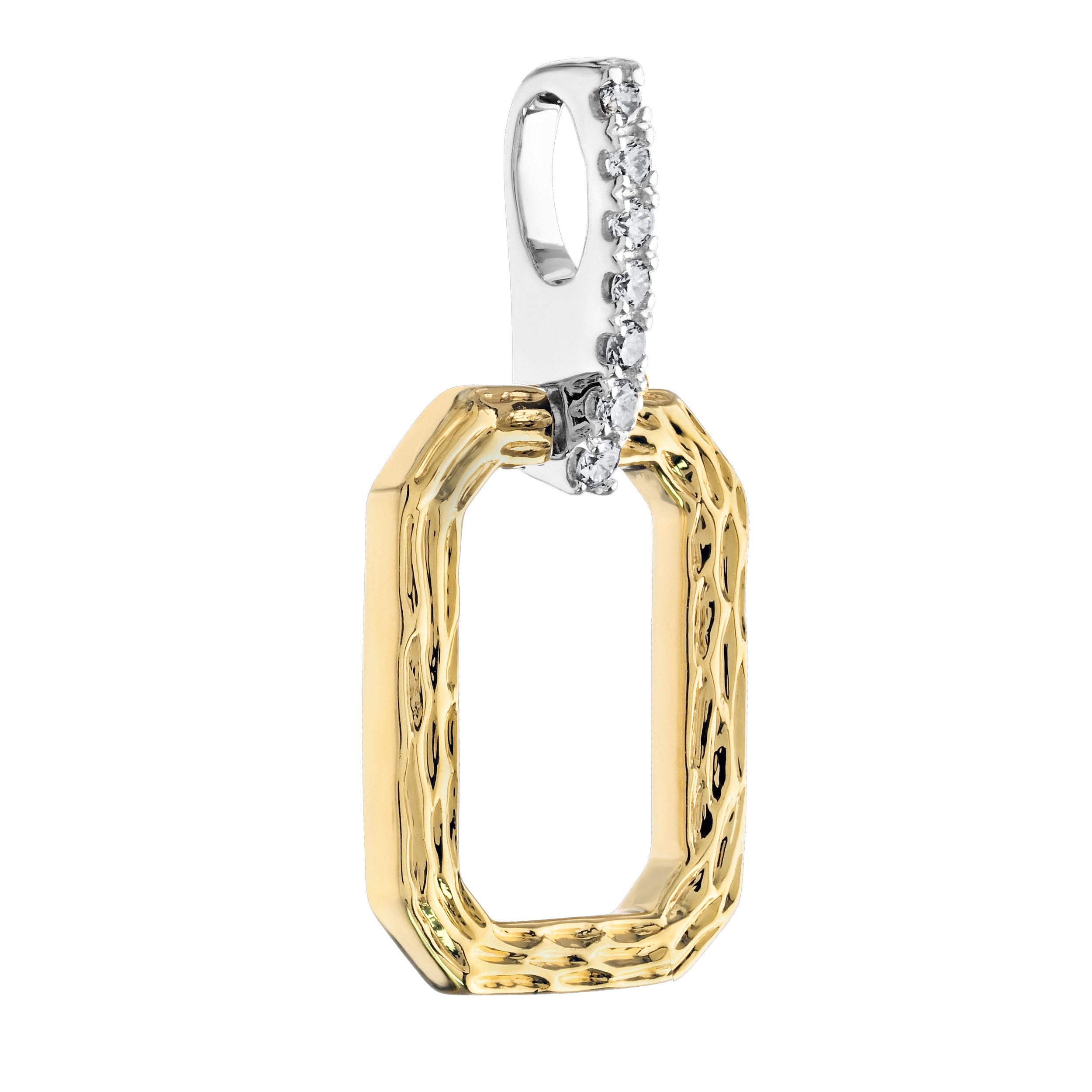 Textura&trade; 14K Two Tone Open Rectangular Link on Diamond Bar Diamond 0.10 Ctw
