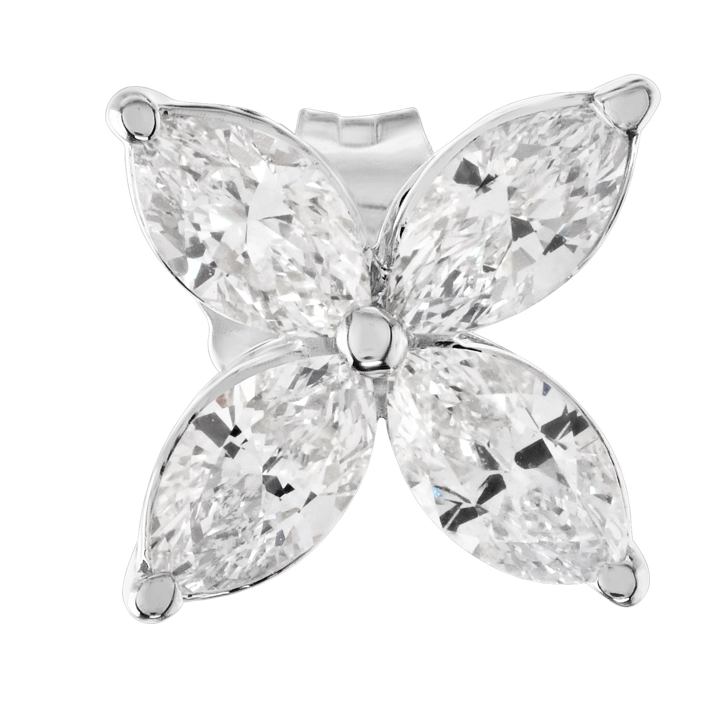 Diamond Bouquet&trade; 14K White Gold Diamond Marquise Flower Studs Earrings 0.24 Ctw