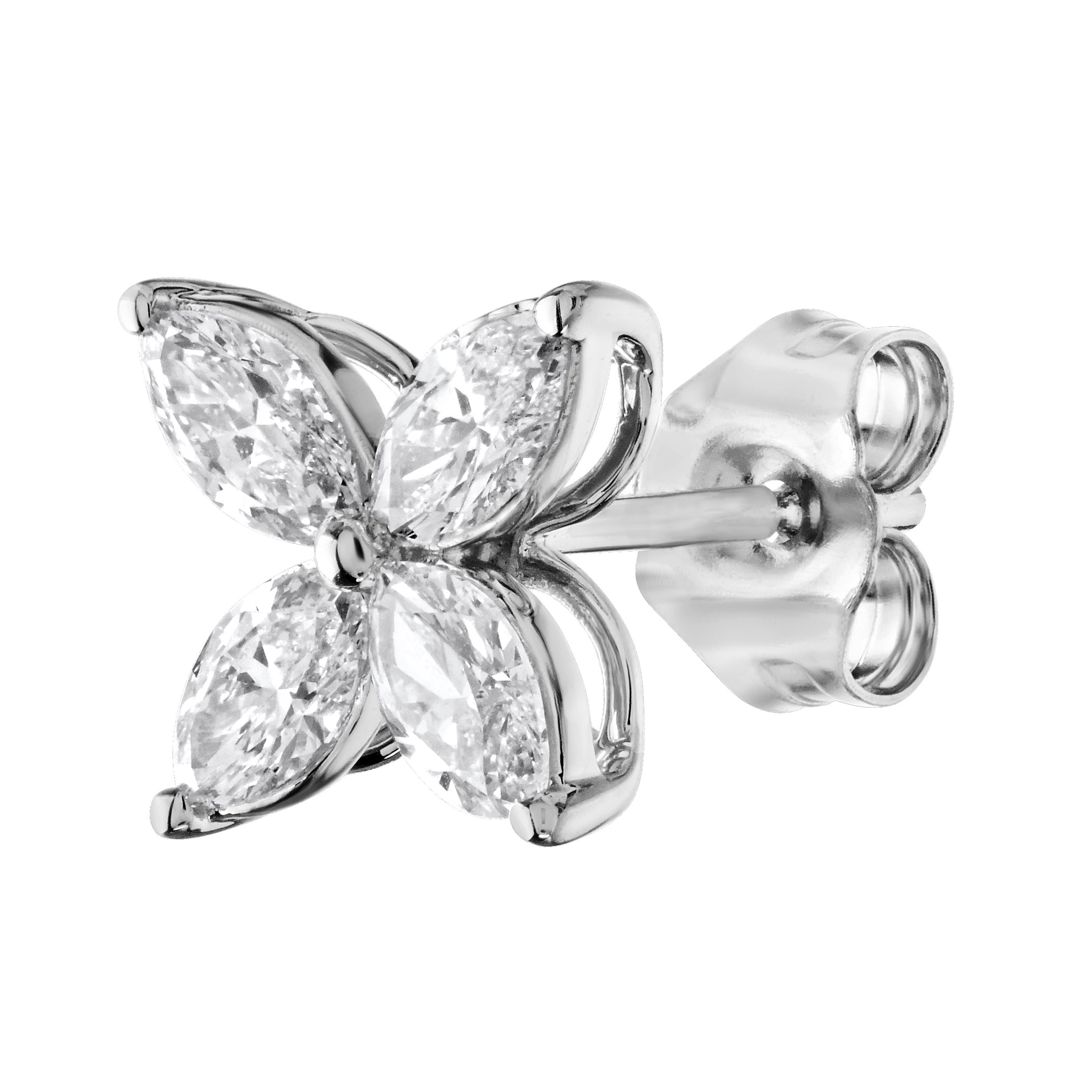 Diamond Bouquet&trade; 14K White Gold Diamond Marquise Flower Studs Earrings 0.50 Ctw