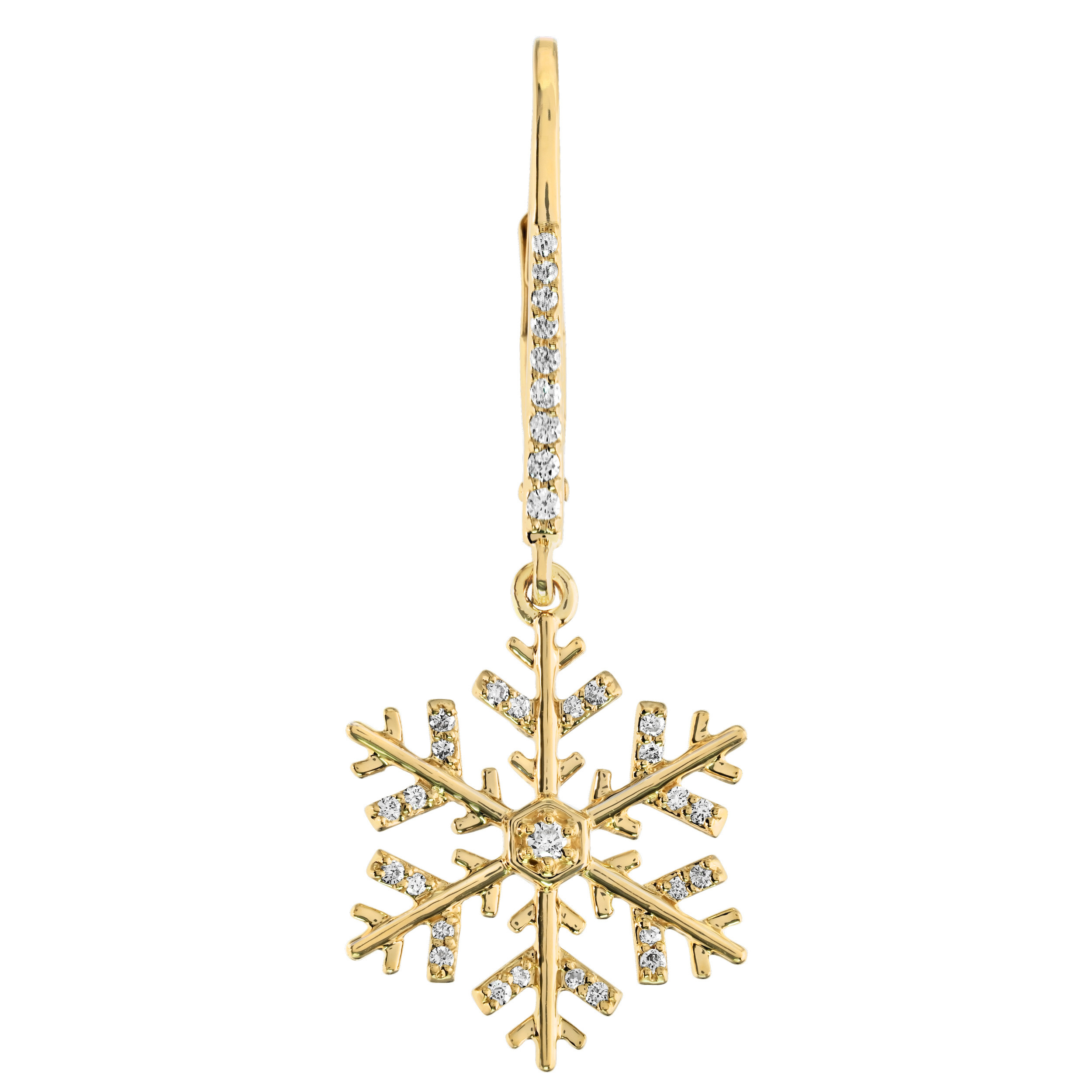 Diamond Frost&trade; 14k Yellow Gold Snowflake Drops with Lever Backs Earrings Diamond 0.25 Ctw