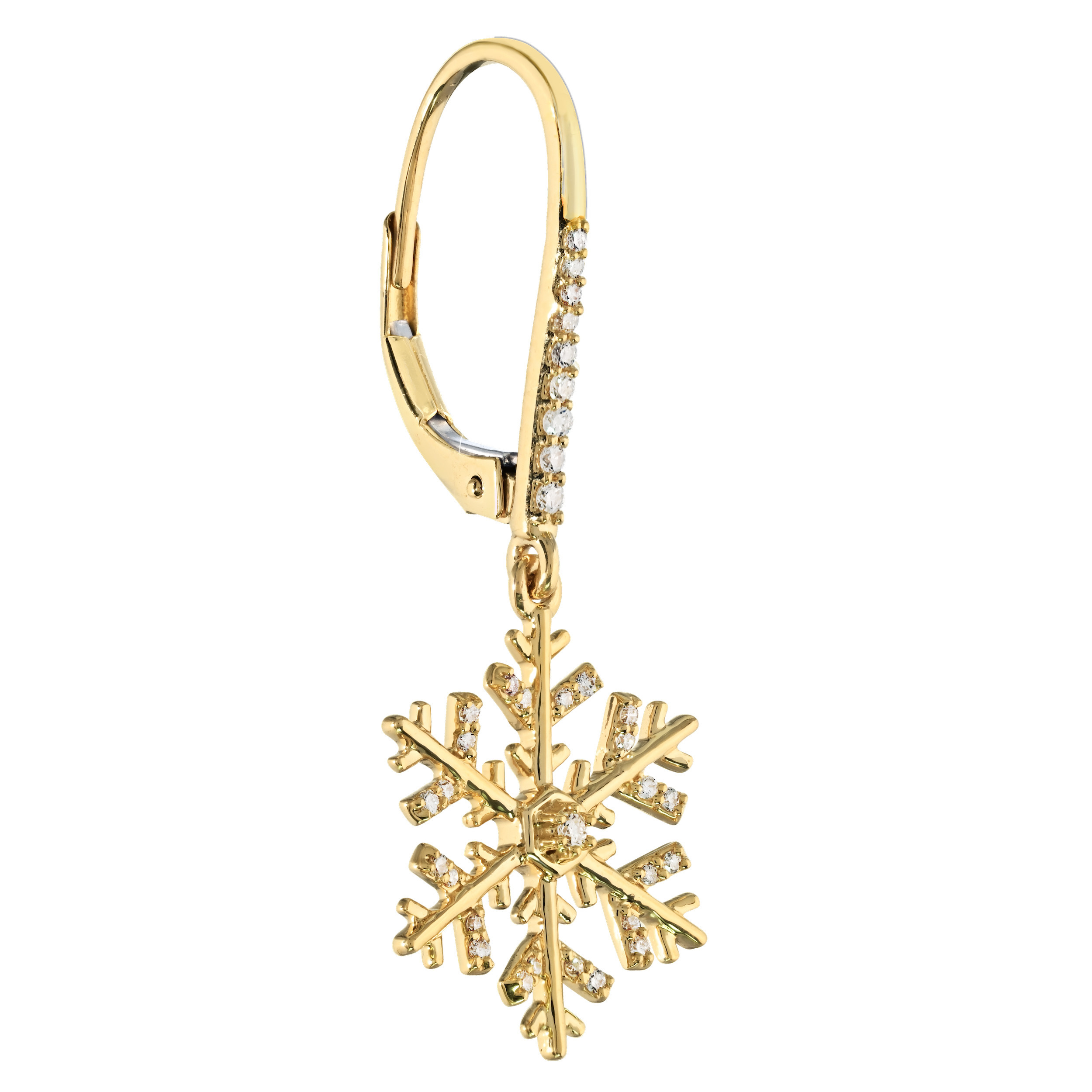 Diamond Frost&trade; 14k Yellow Gold Snowflake Drops with Lever Backs Earrings Diamond 0.25 Ctw
