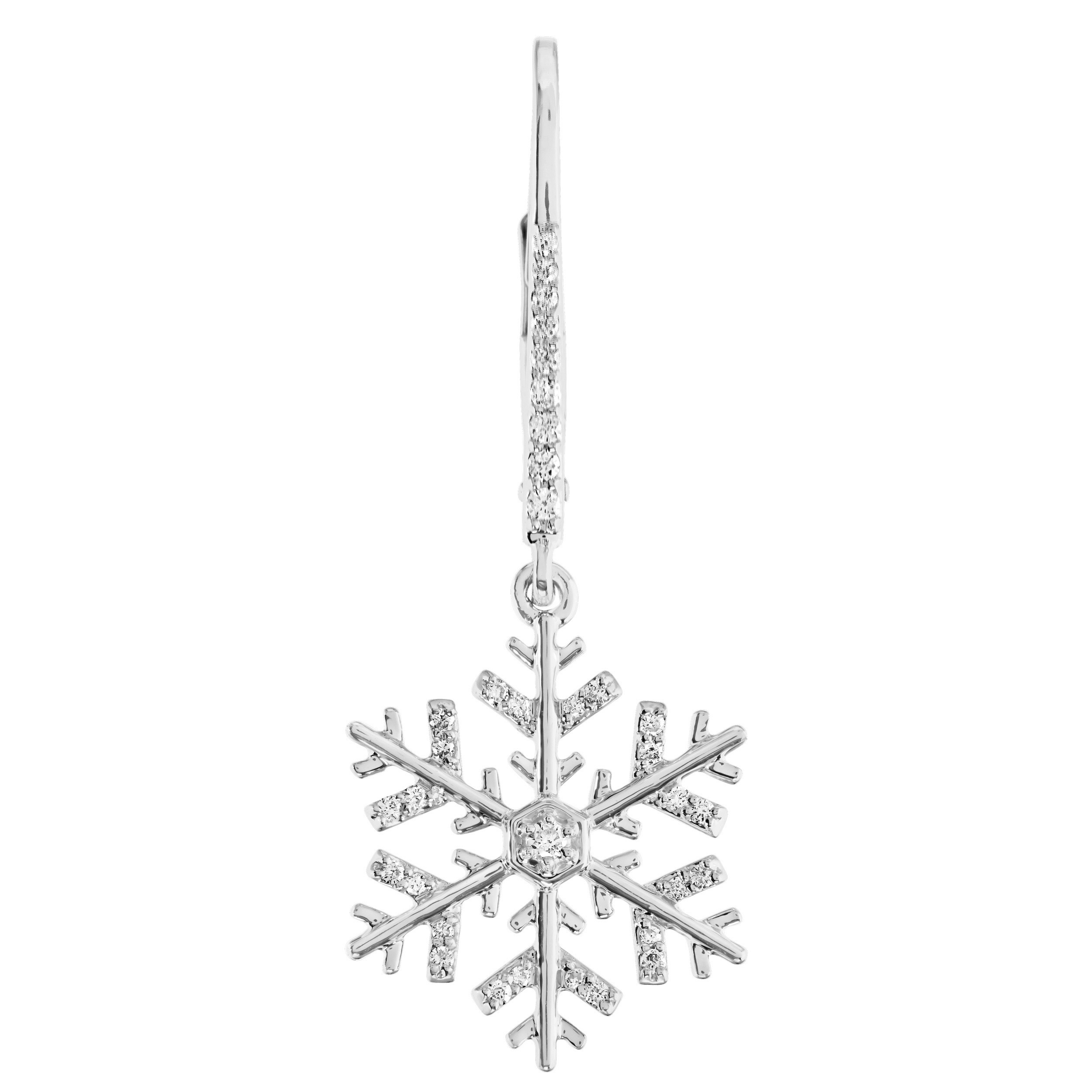 Diamond Frost&trade; 14k White Gold Snowflake Drops with Lever Backs Earrings Diamond 0.25 Ctw