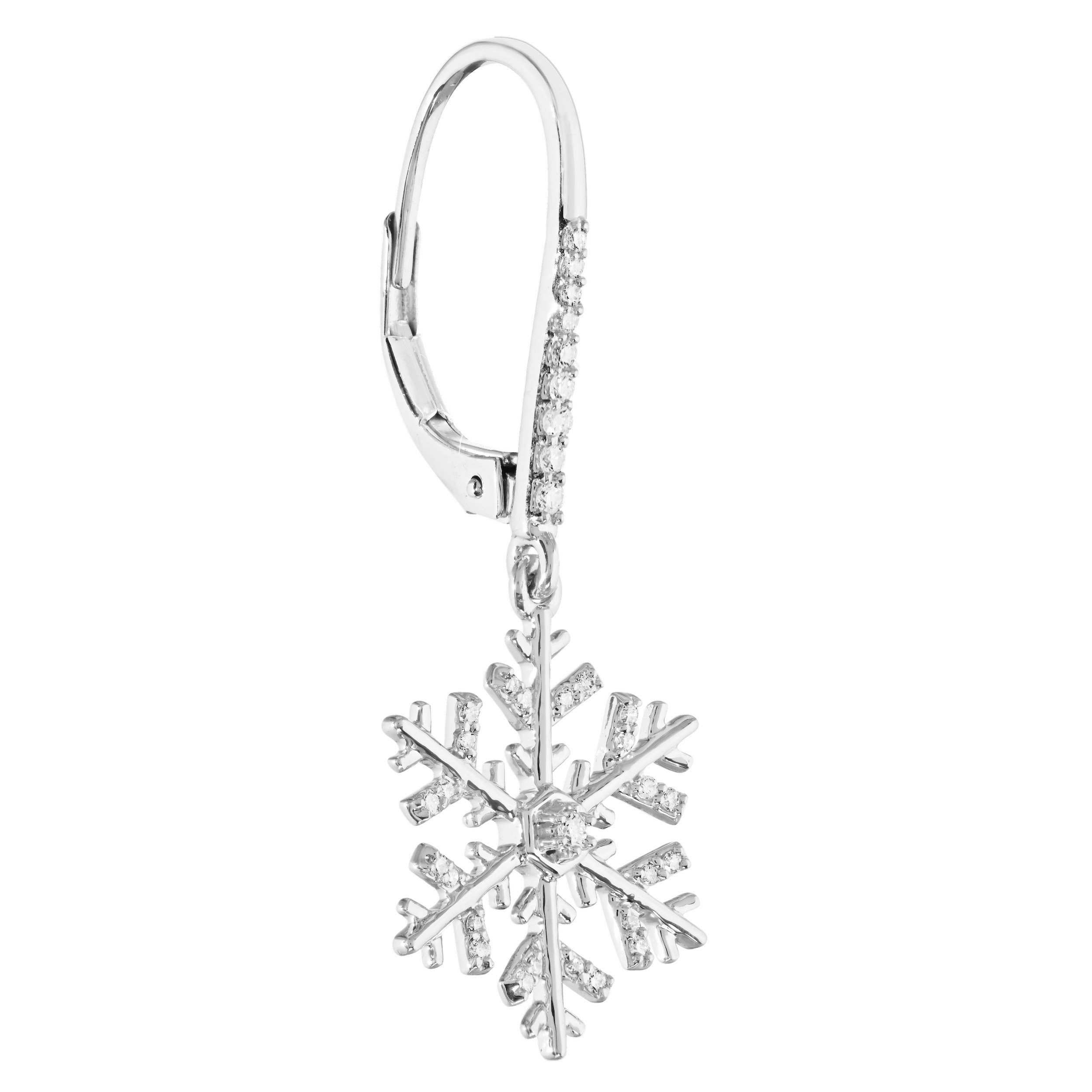 Diamond Frost&trade; 14k White Gold Snowflake Drops with Lever Backs Earrings Diamond 0.25 Ctw
