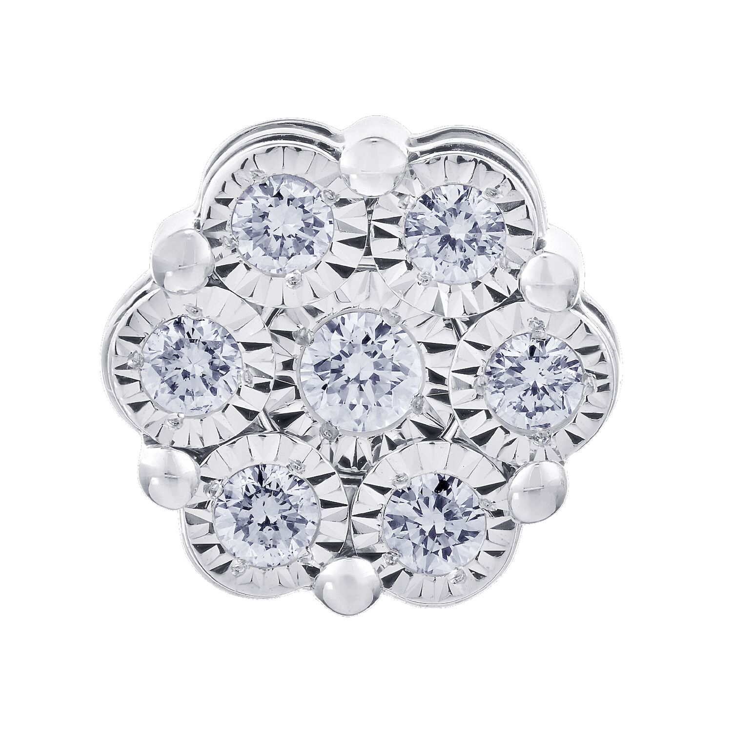 Diamond Bouquet&trade; 10K White Gold Diamond 7 Stone Miracle Plate Cluster Studs Earrings 0.42 Ctw