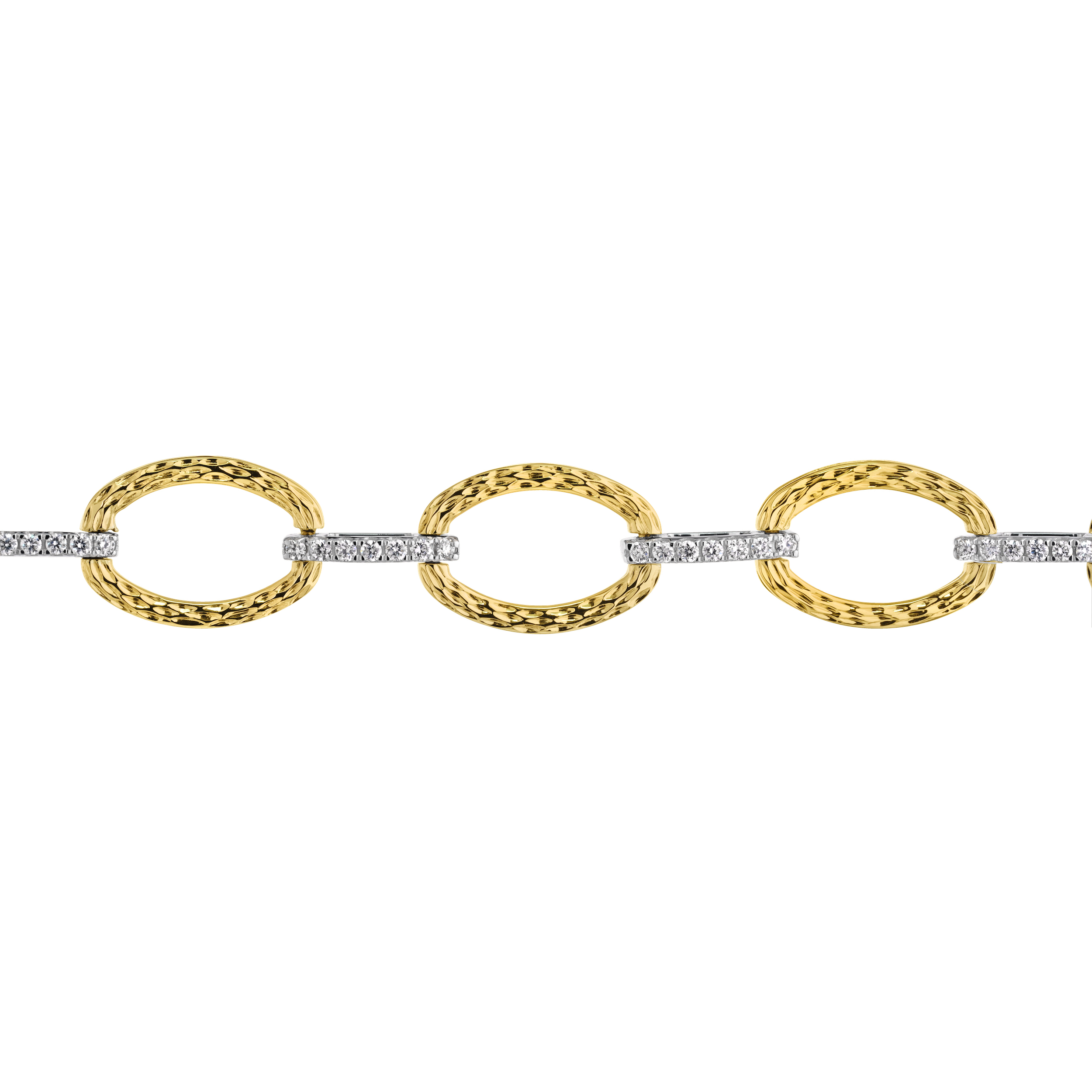 Textura&trade; 14K Two Tone Textured Open Link Alternating Diamond Bars Diamond 0.50 Ctw