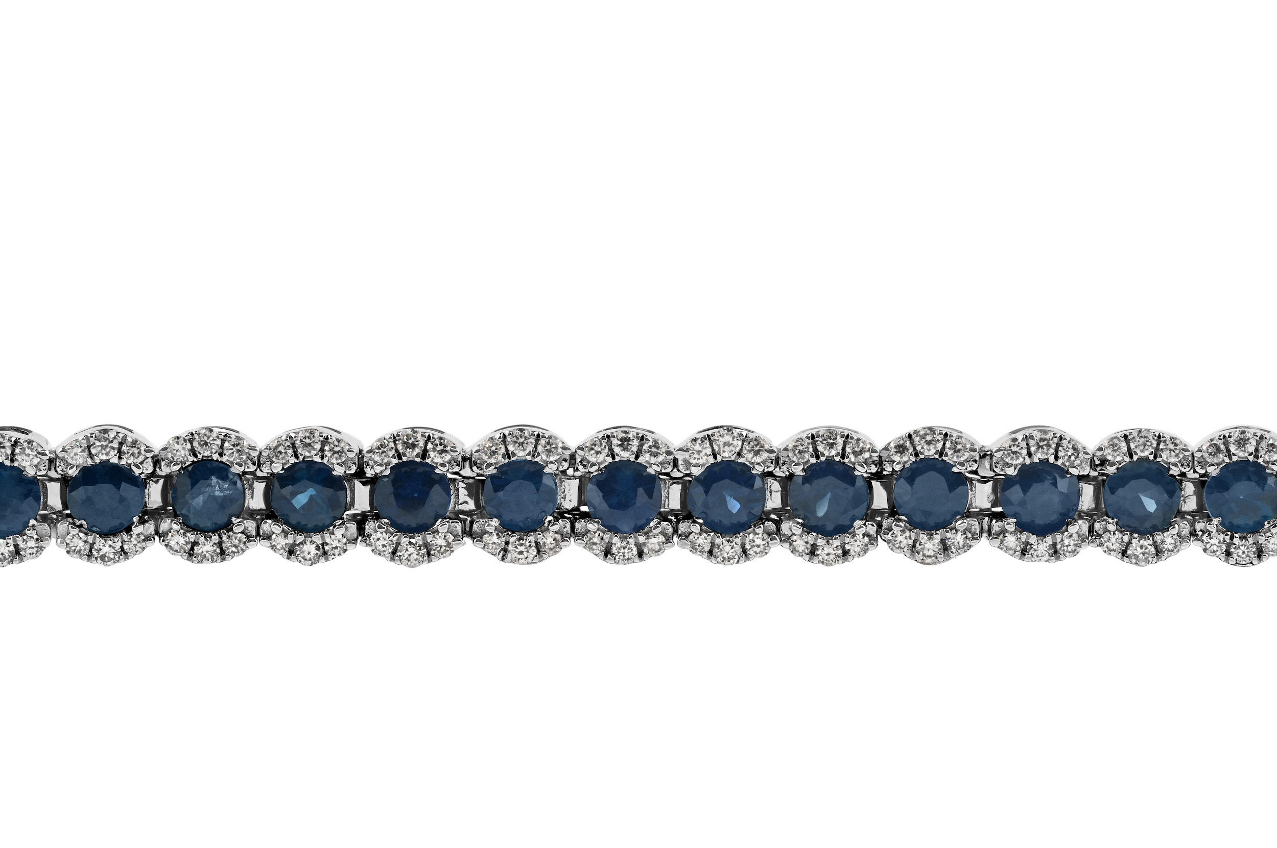 Majestic Gems&trade; 14k White Gold Sapphires & Diamond Halos Blue Sapphire & Diamond 6.43 Ctw