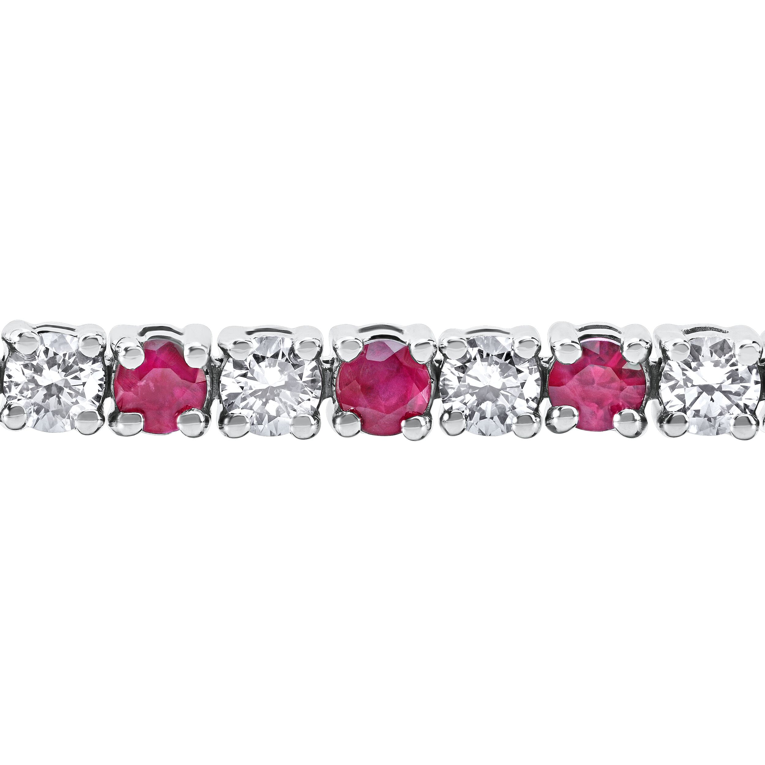 Majestic Gems&trade; 14k White Gold Prong Set Alternating Ruby & Diamond 5.10 Ctw