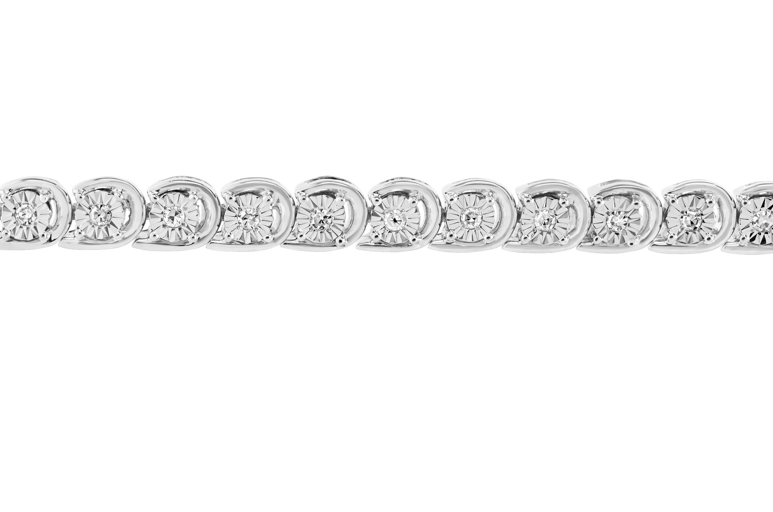 10K White Gold Miracle Plate with Semi Bezel Tennis Bracelet Bracelet Diamond 0.33 Ctw