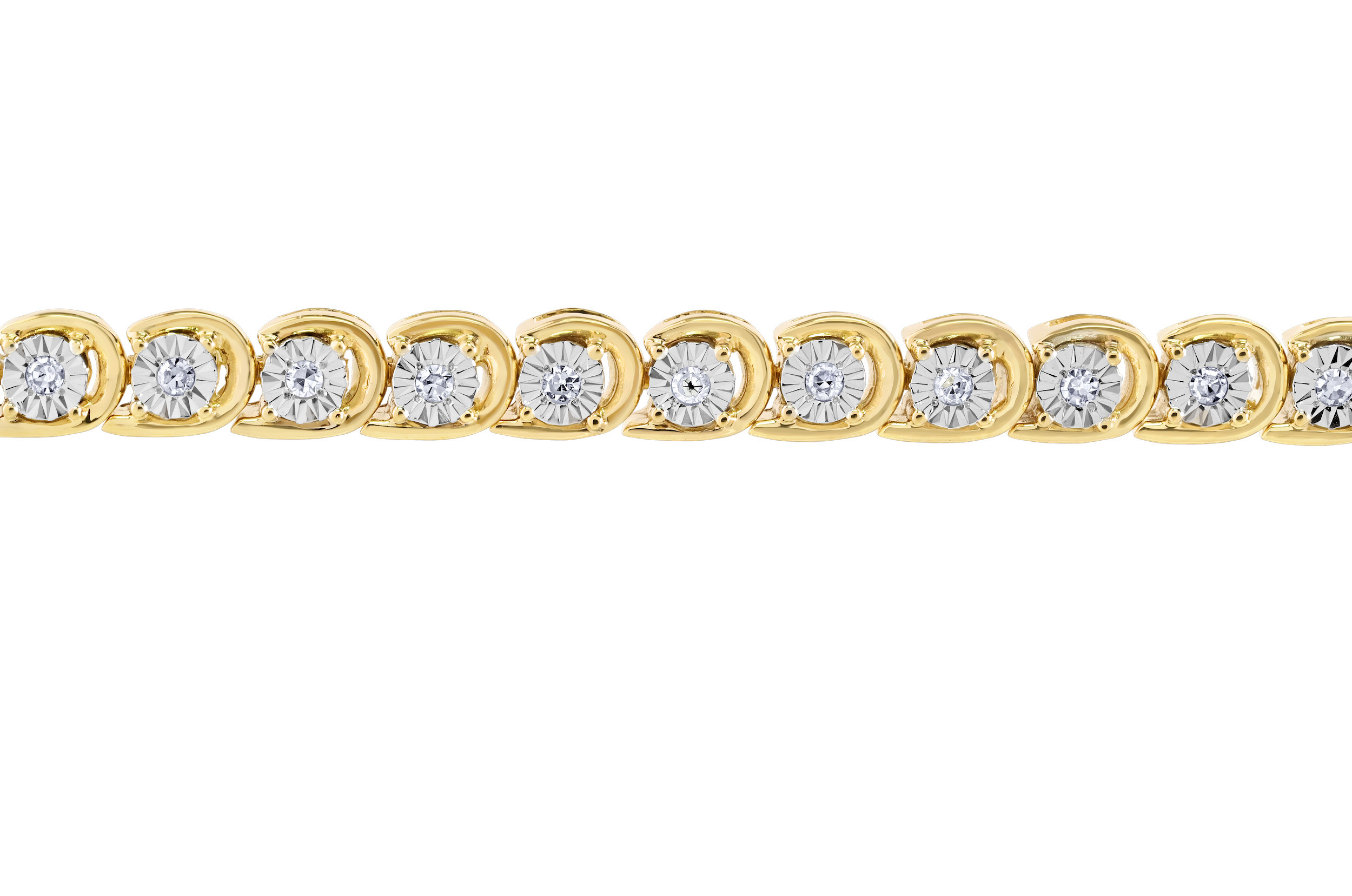 10K Rose Gold Miracle Plate with Semi Bezel Tennis Bracelet Bracelet Diamond 0.33 Ctw