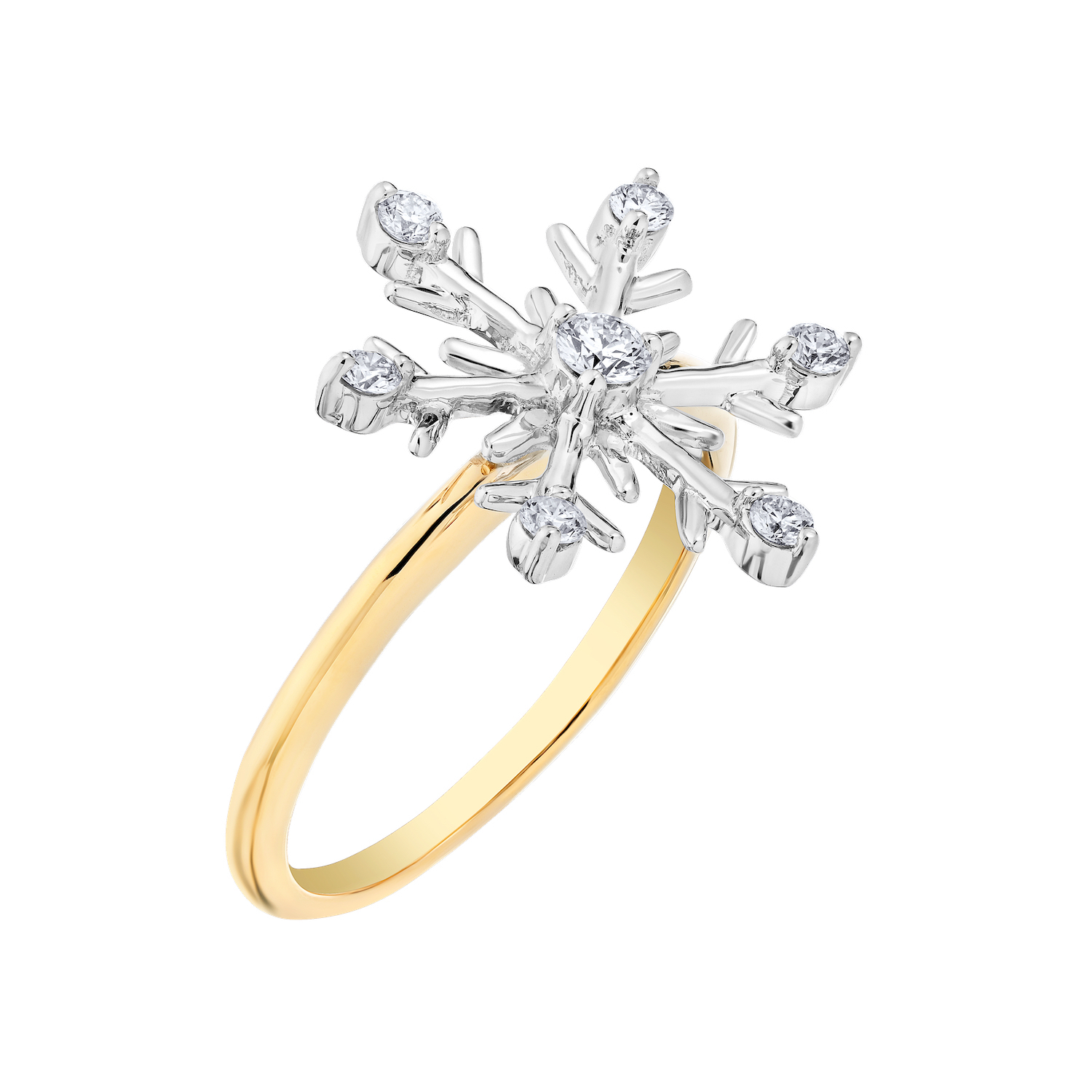Ring: 14KY Snowflake Ring 7 Rd. 1/5 Ctw
