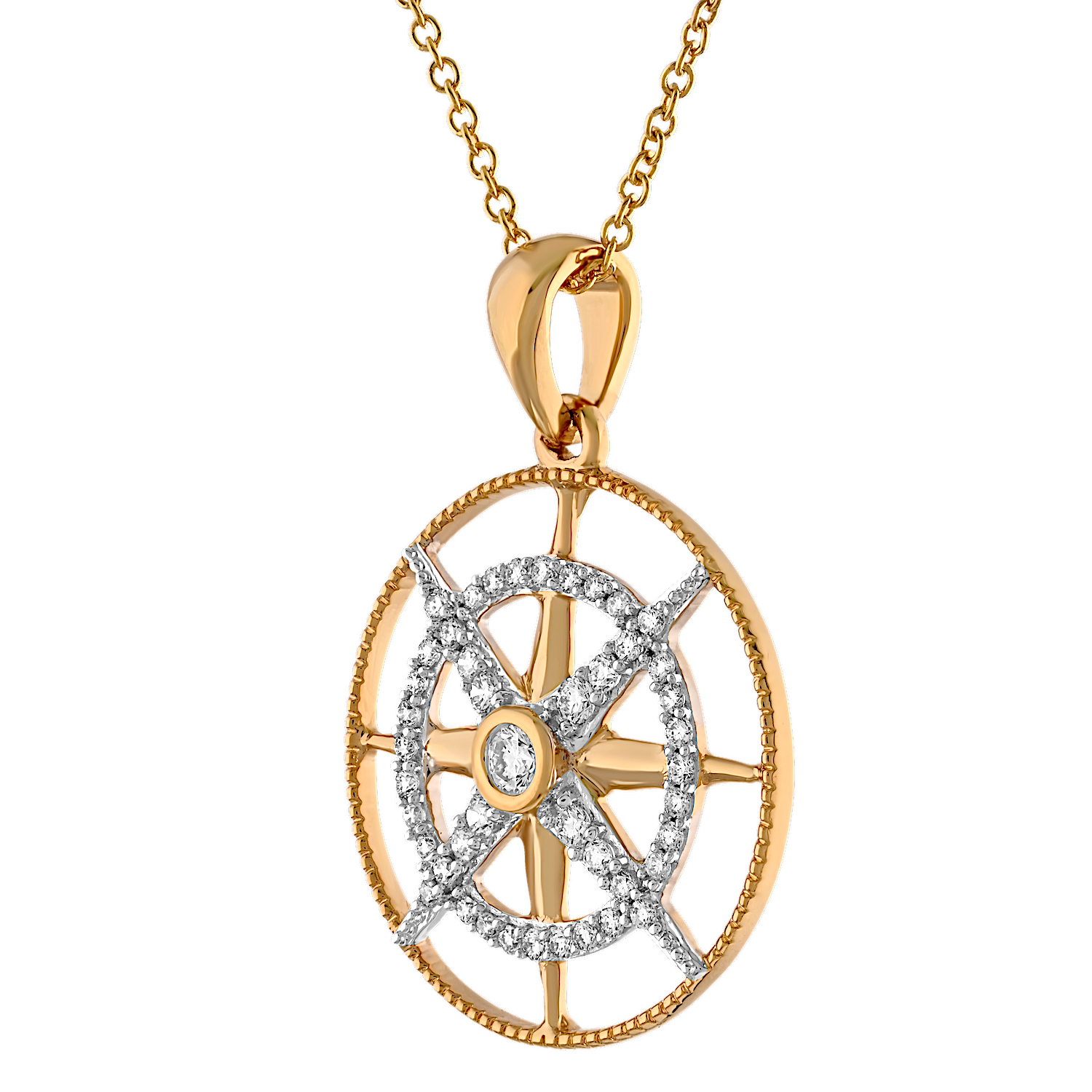 Pendant: 14KY North Star in Frame 45 Rd. 1/4 Ctw