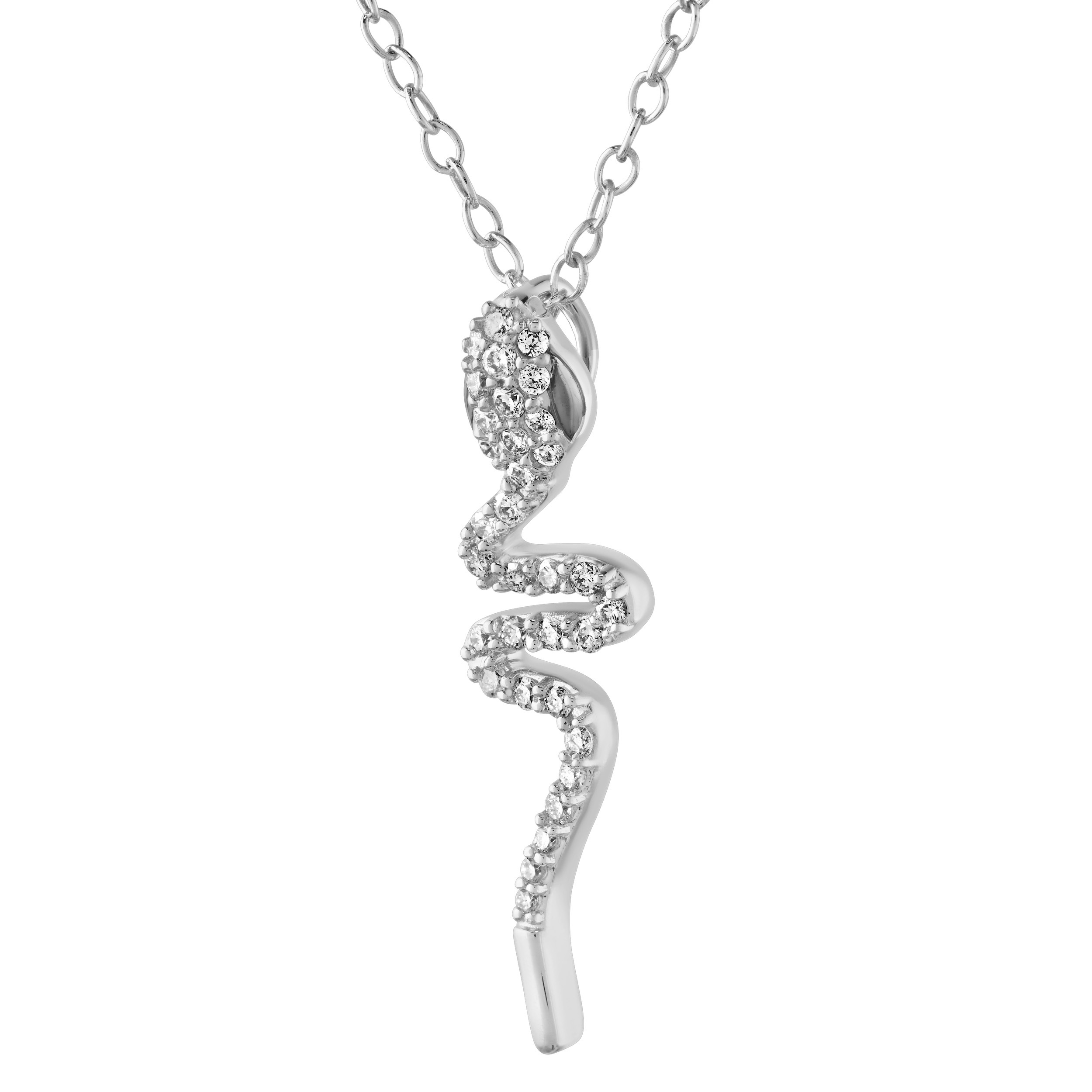 ZooLightful&trade; 14K White Gold Snake Pave Set Hidden Bail Pendant Diamond 0.14 Ctw