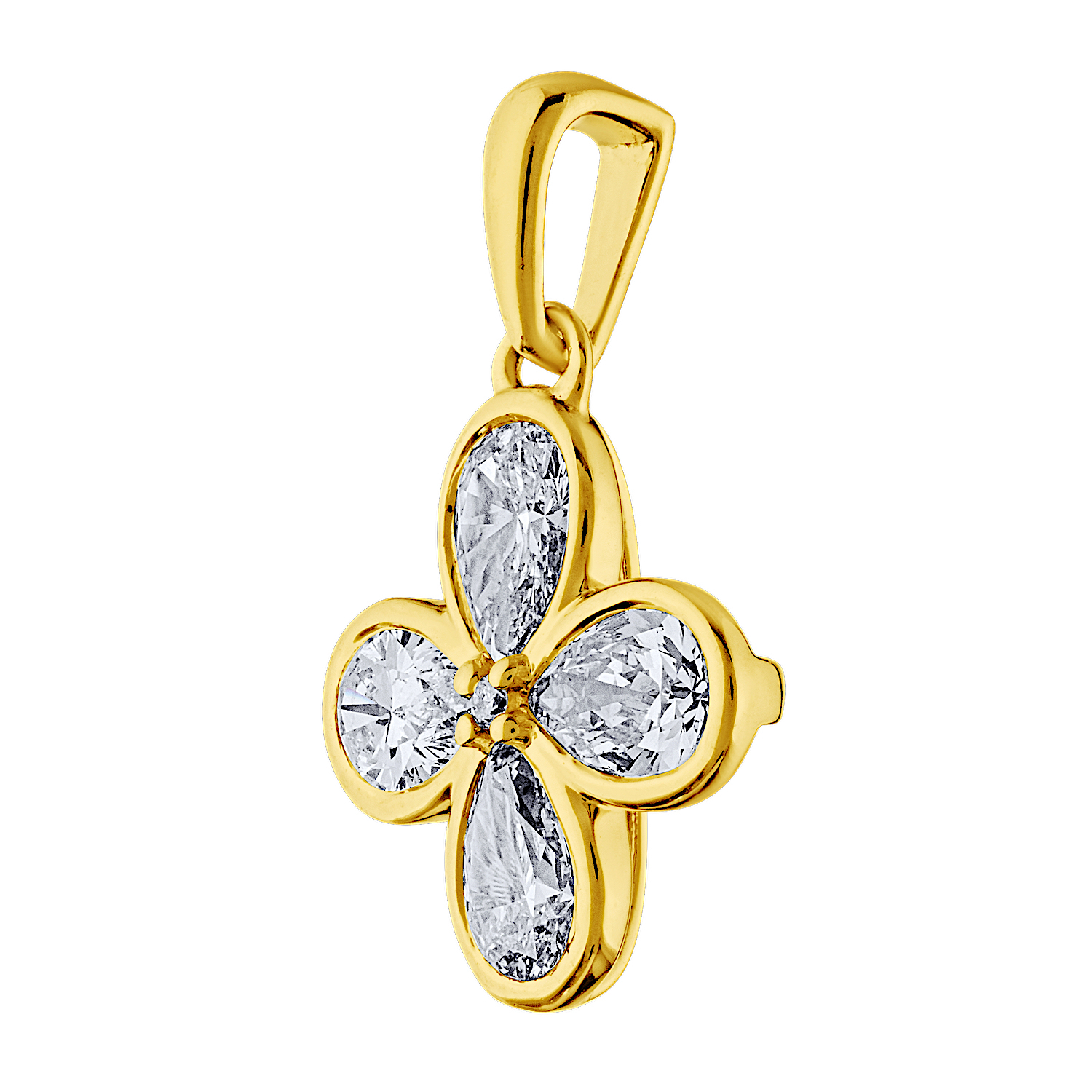 14K Yellow Gold Clover Shape Bezel Set Diamond Pendant 0.48 Ctw