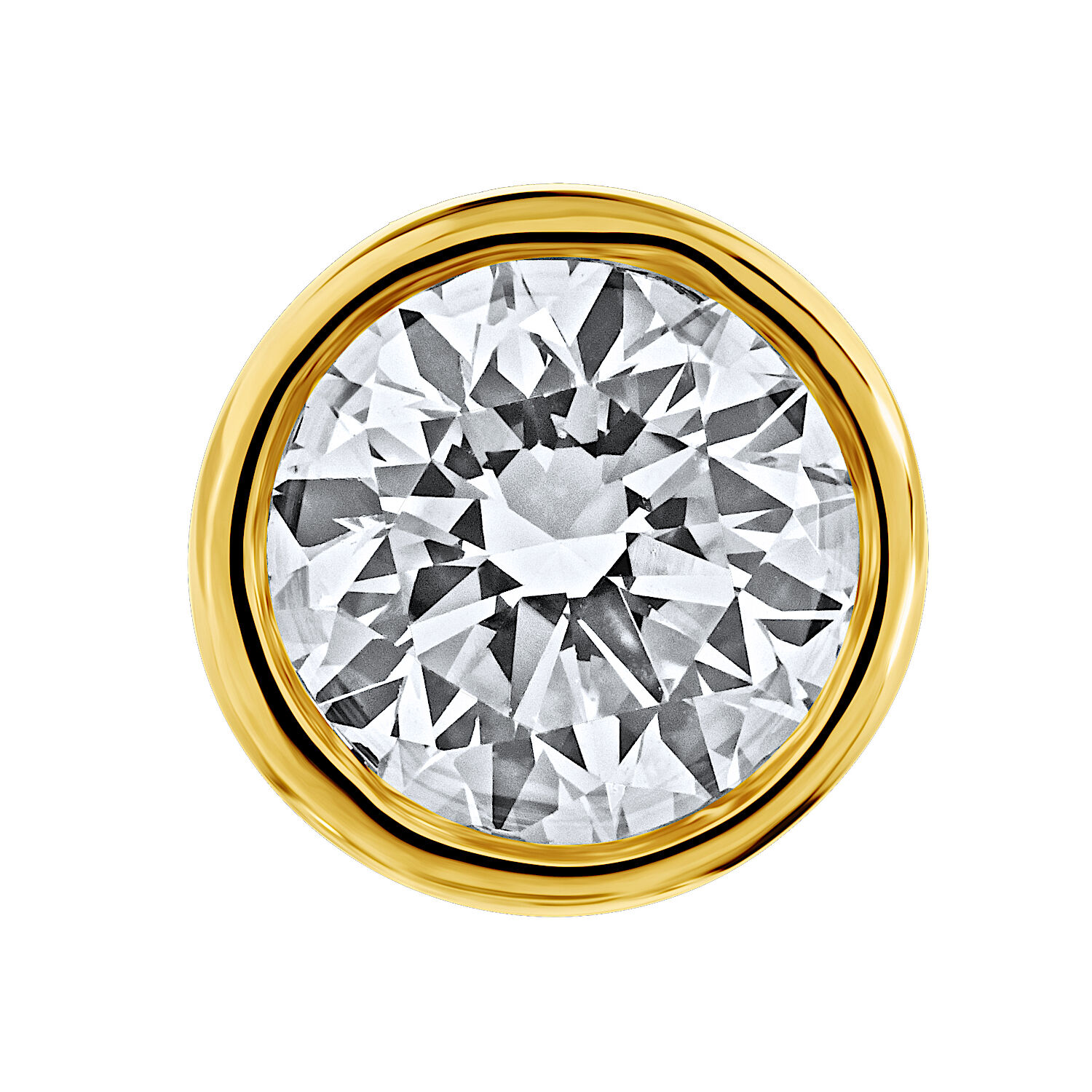 14K Yellow Gold Bezel Set Solitaire Studs Diamond Earrings 0.36 Ctw