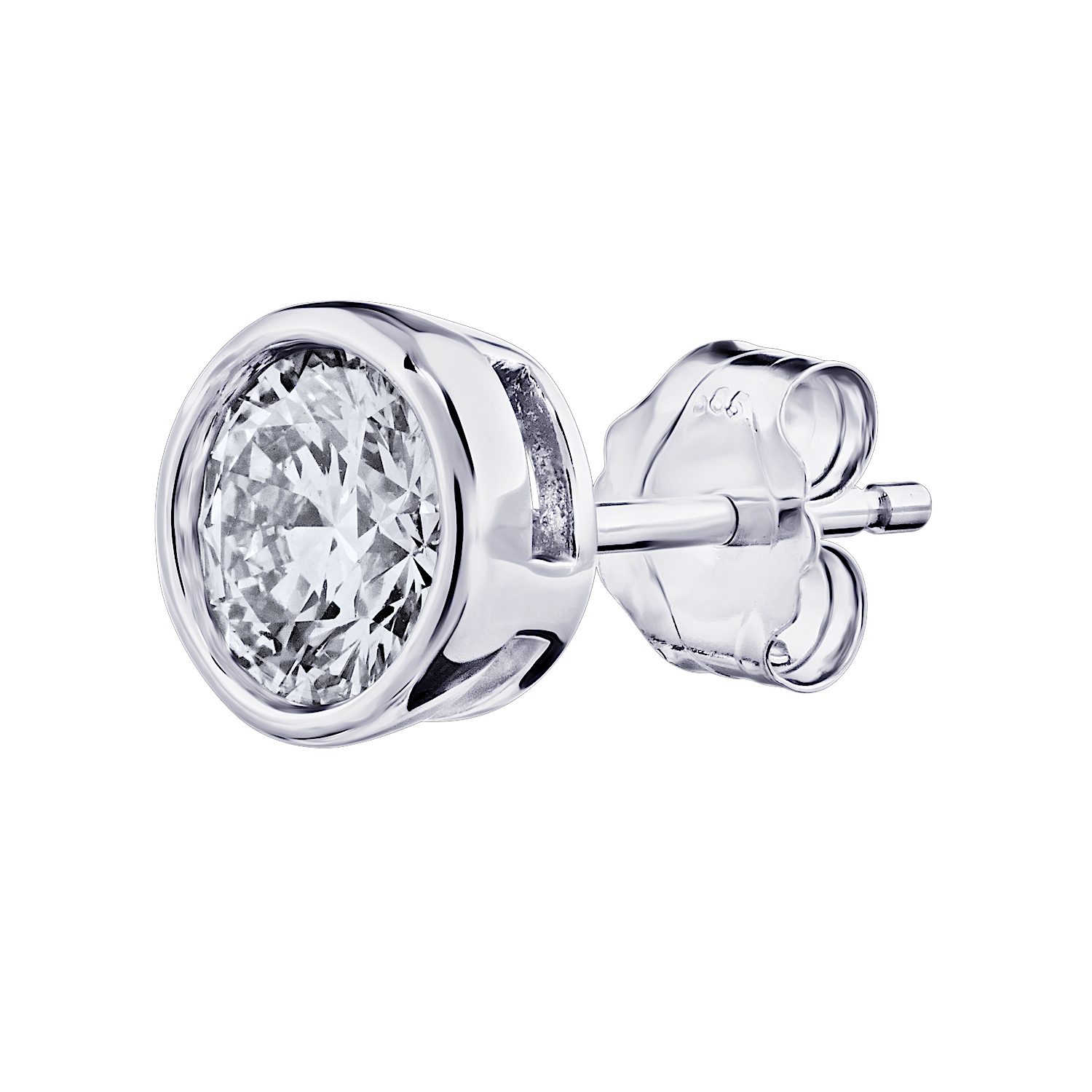 14K White Gold Bezel Set Solitaire Studs Diamond Earrings 0.36 Ctw