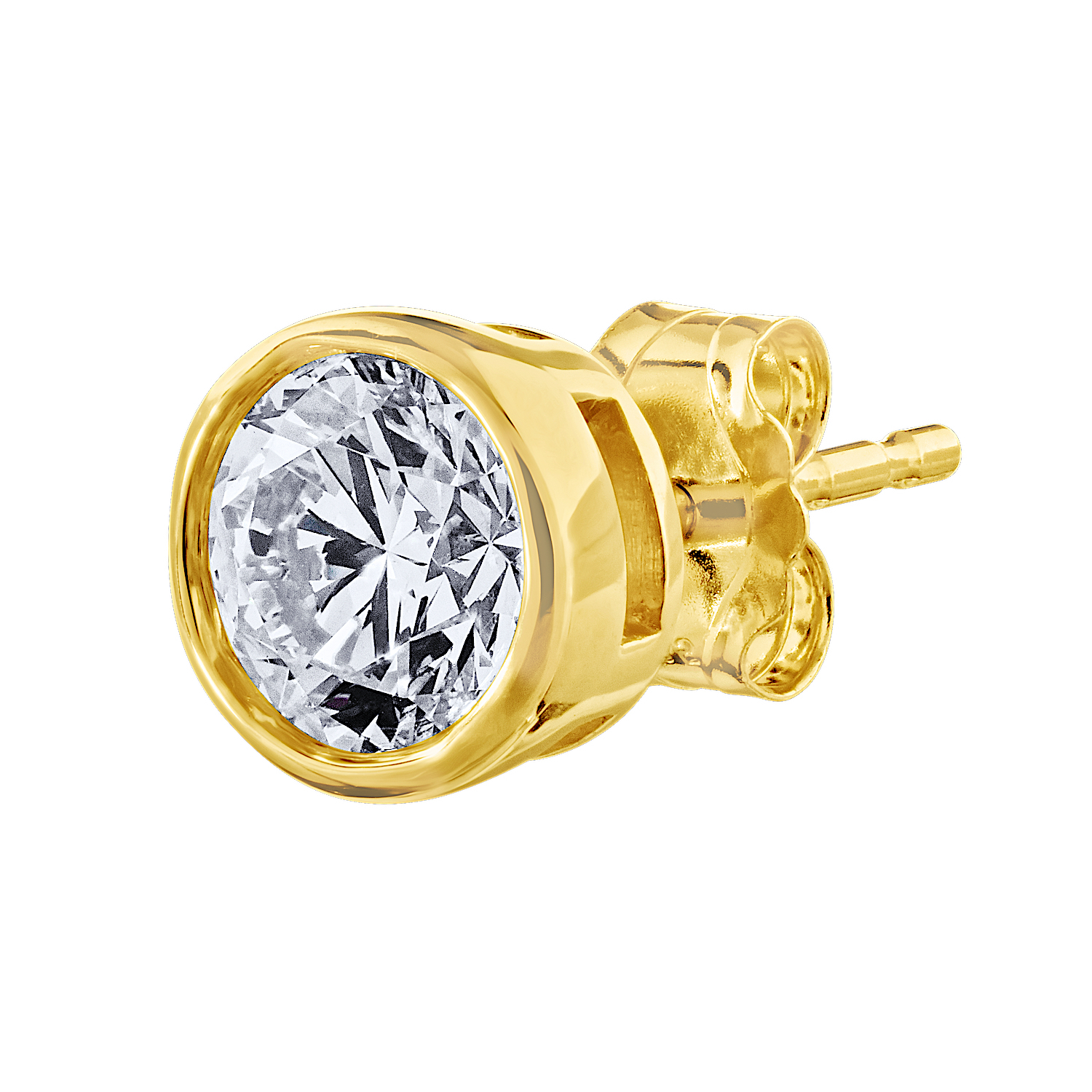 14K Yellow Gold Bezel Set Solitaire Studs Diamond Earrings 0.50 Ctw