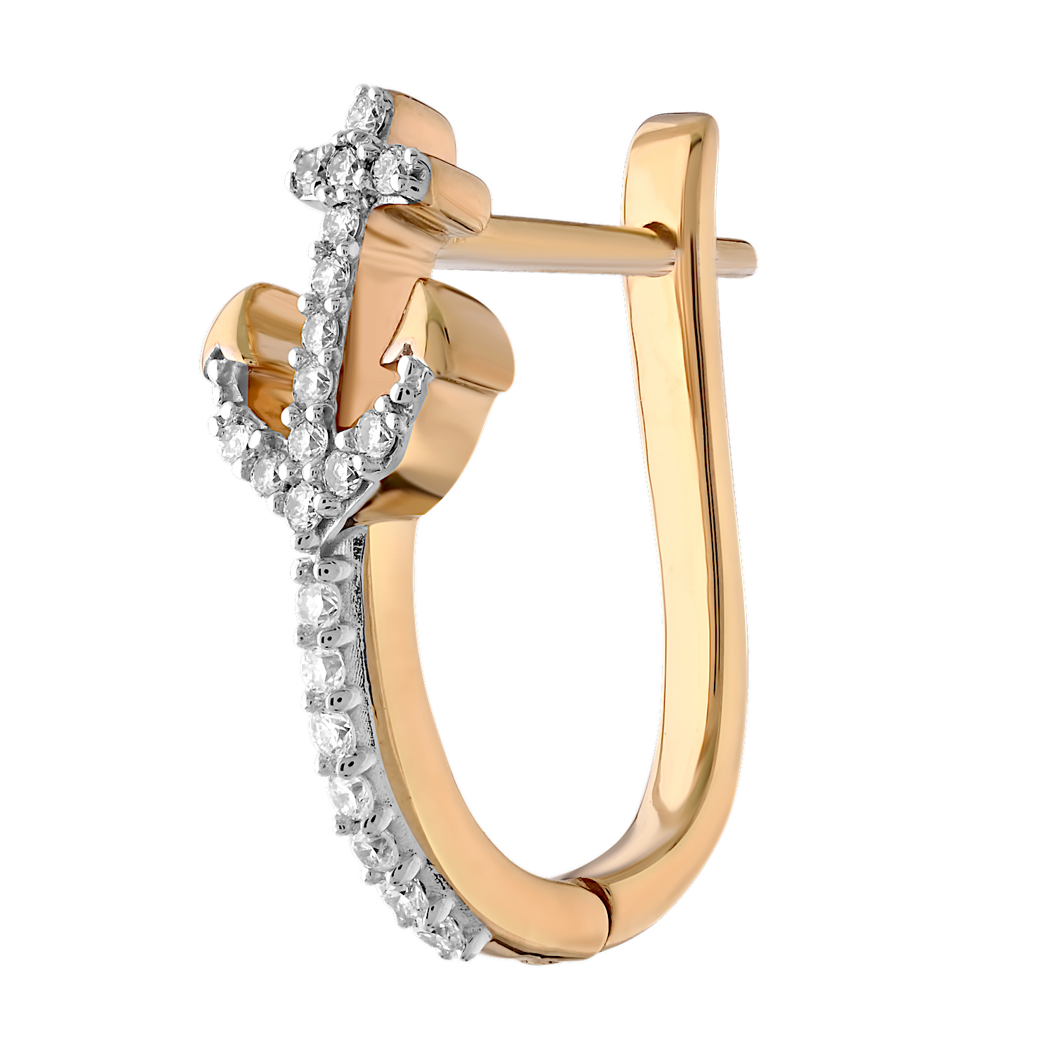 BluSea&trade; 14K Yellow Gold Earrings Pave Anchors on Diamond J Hoops Diamond 0.21 Ctw