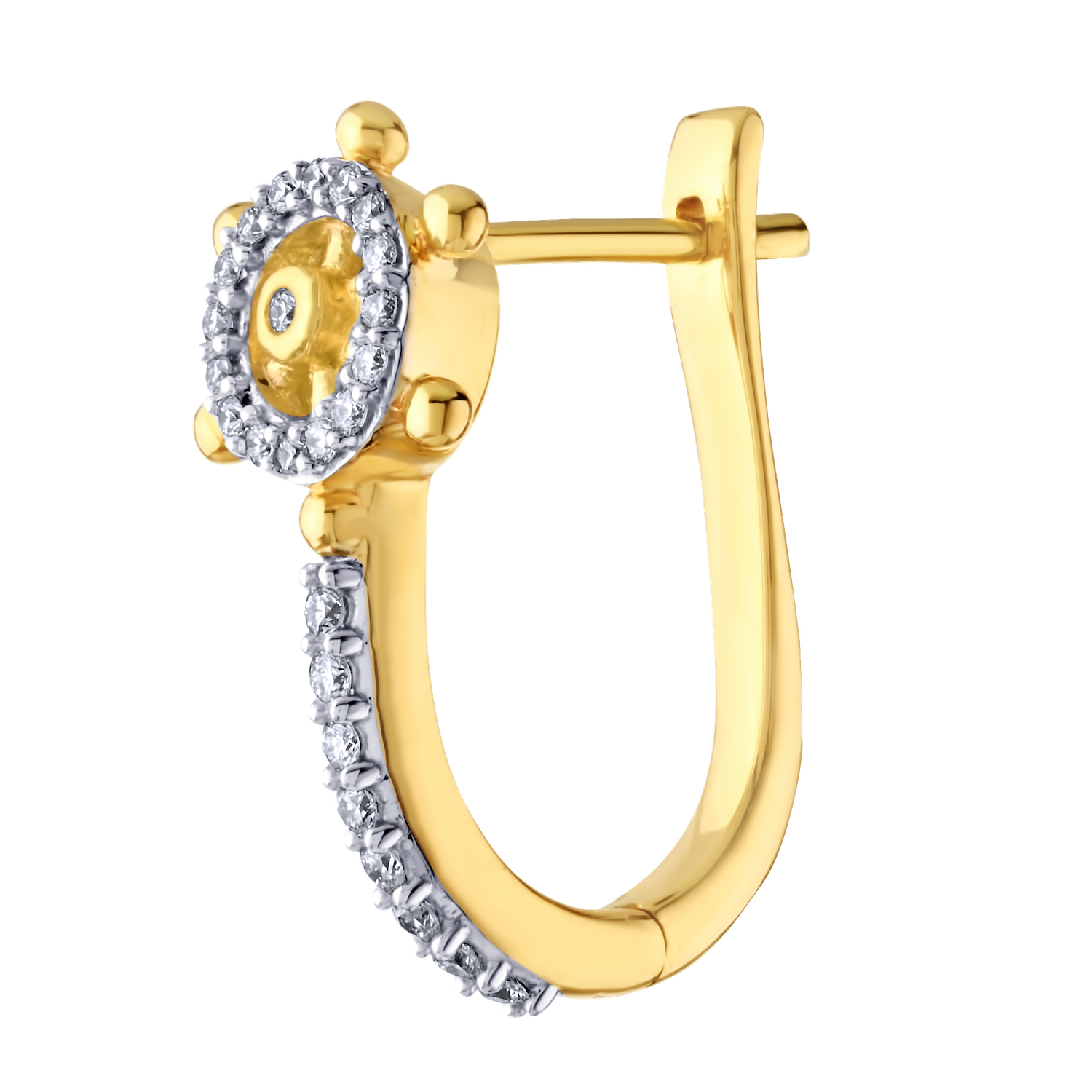 BluSea&trade; 14K Yellow Gold Earrings Pave Ships Wheels on Hoops Diamond 0.25 Ctw