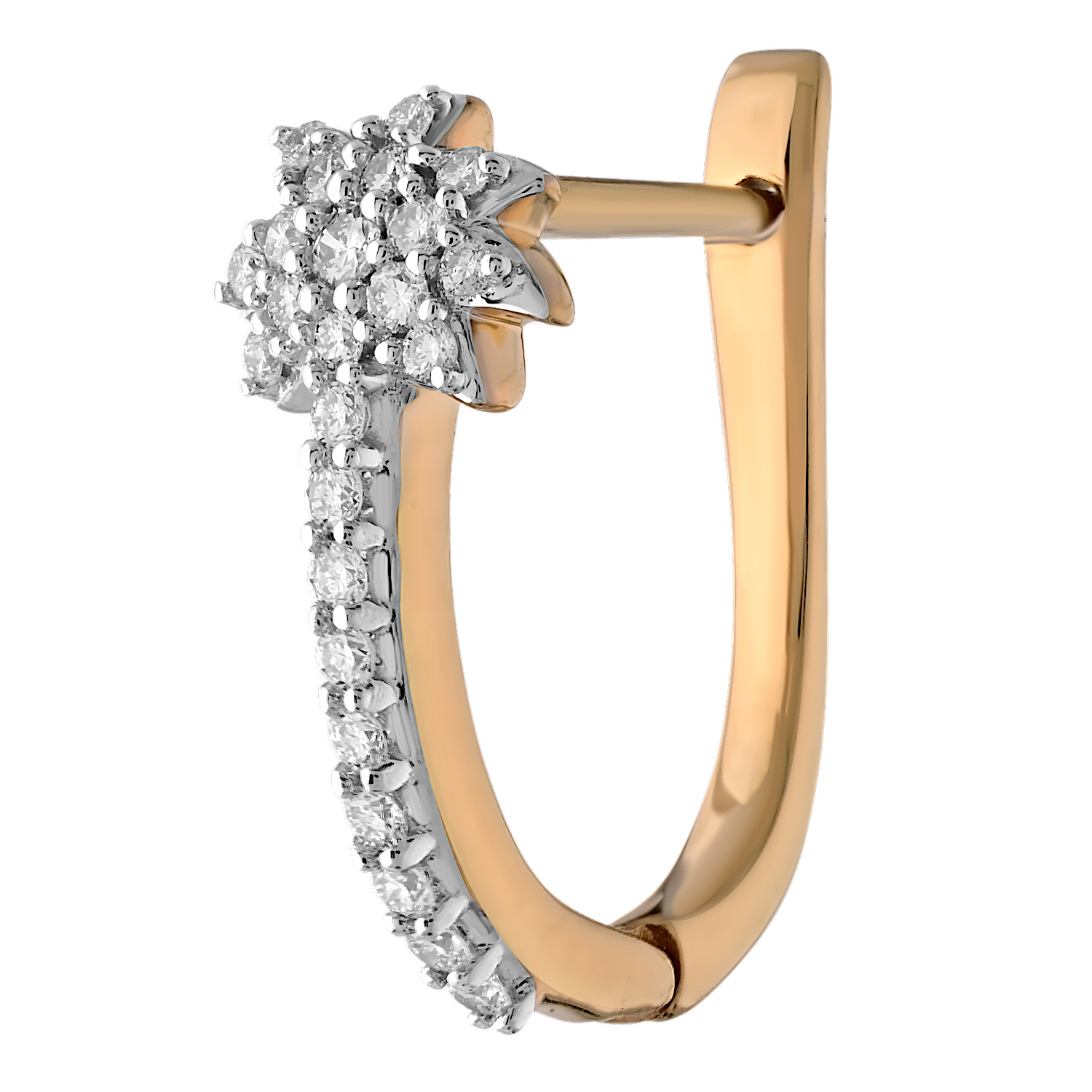 Oceanity&trade; 14K Yellow Gold Earrings Pave Palm Trees on Diamond J Hoops Diamond 0.26 Ctw