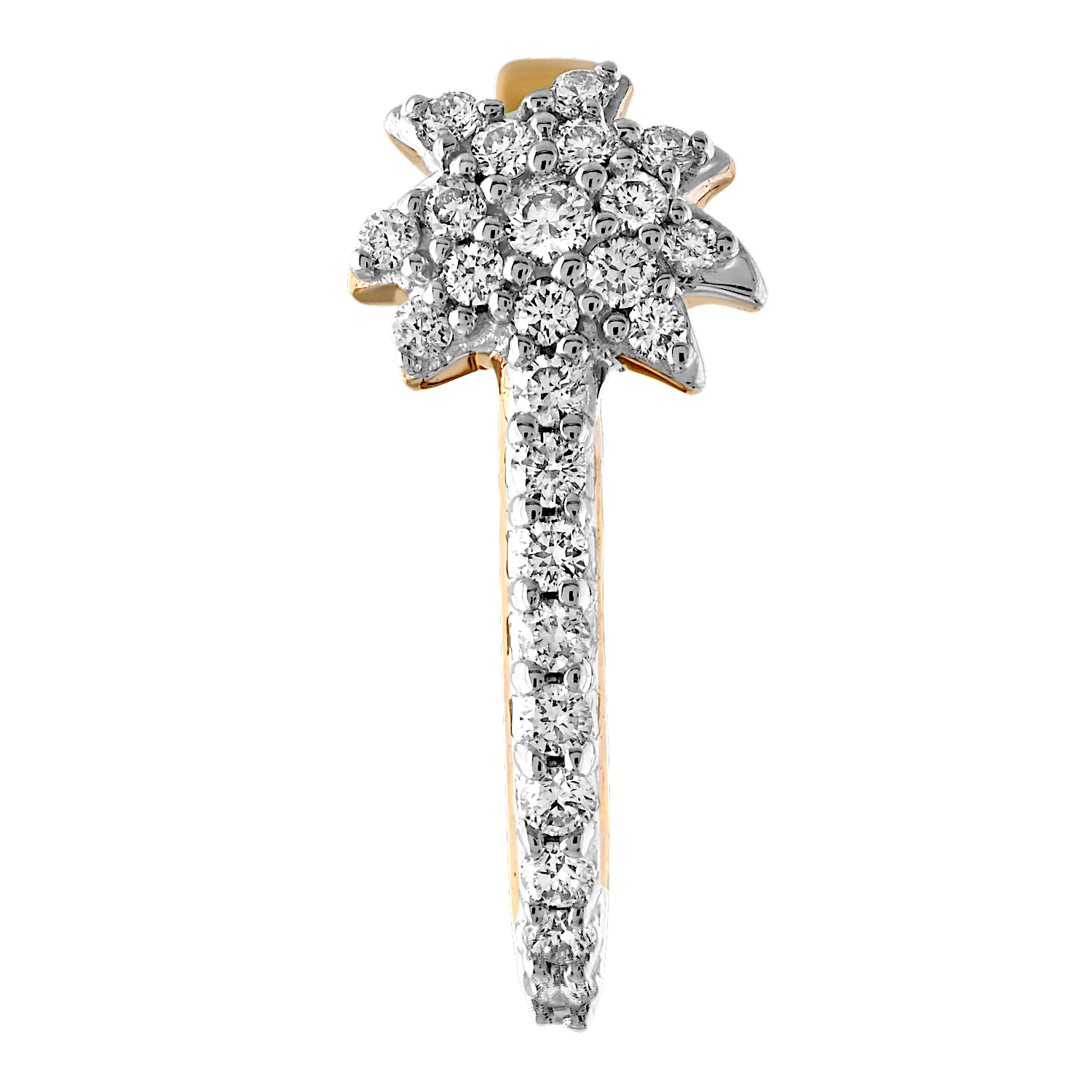 Oceanity&trade; 14K Yellow Gold Earrings Pave Palm Trees on Diamond J Hoops Diamond 0.26 Ctw