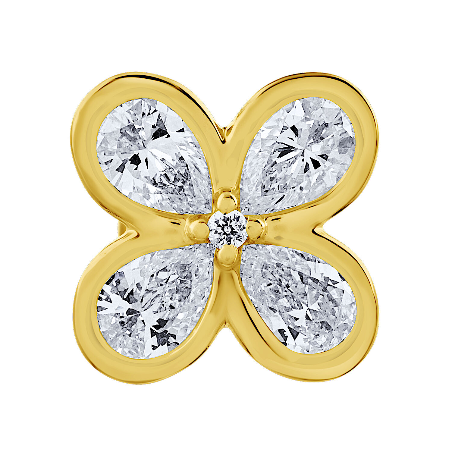 14K Yellow Gold Clover Shape Studs Bezel Set Diamond Earrings 0.41 Ctw