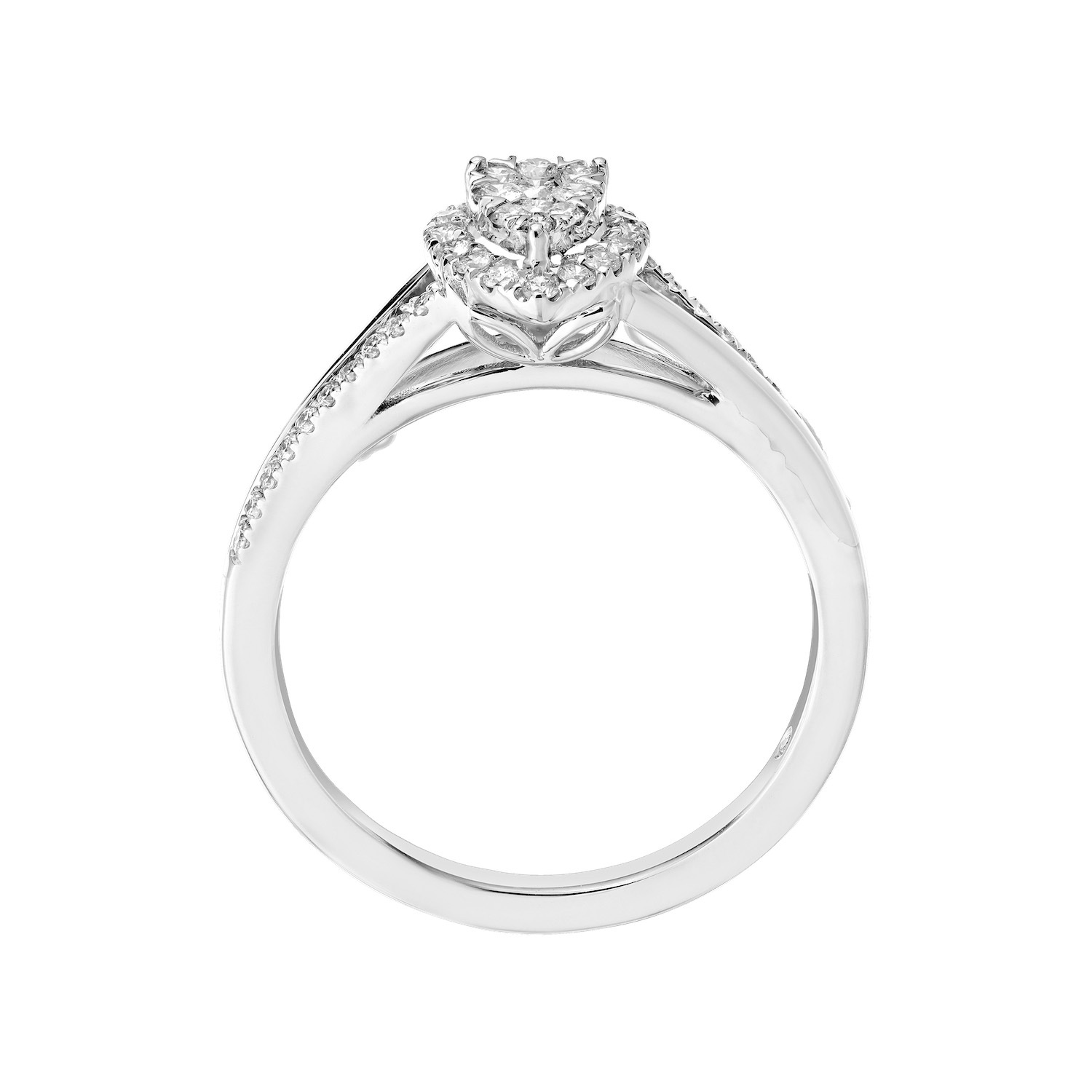 Eternal Fire&trade; 14k White Gold Pear-Shape Halo Split Shank Diamond 0.31 Ctw