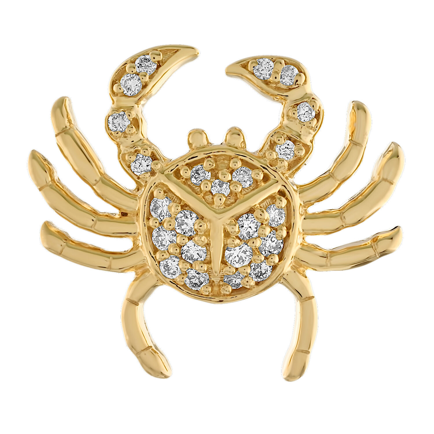 Oceanity&trade; 14K Yellow Gold Earrings Pave Crab Stud Diamond 0.25 Ctw