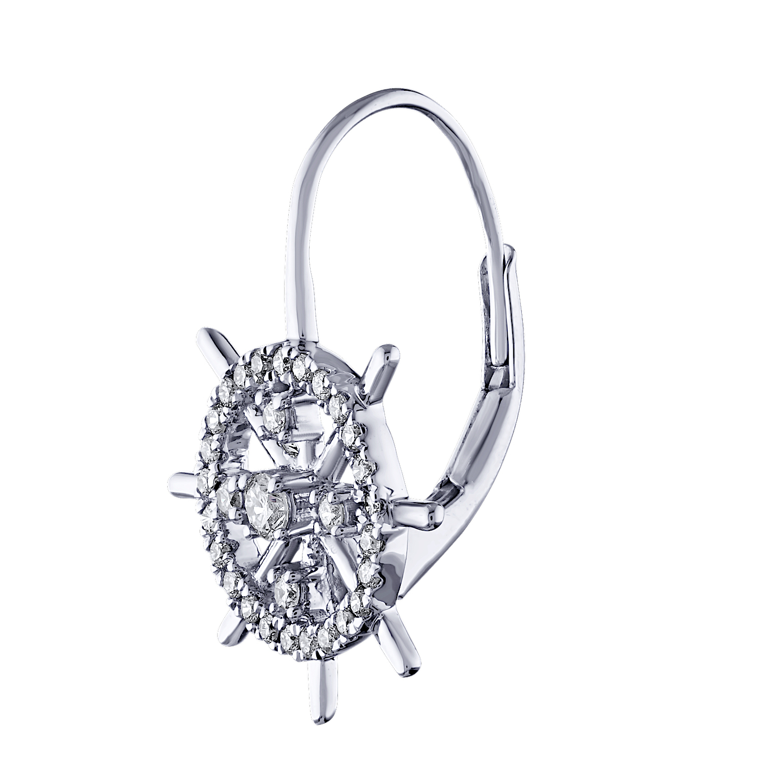 BluSea&trade; 14K White Gold Earrings Ship Wheels Drops Diamond 0.32 Ctw