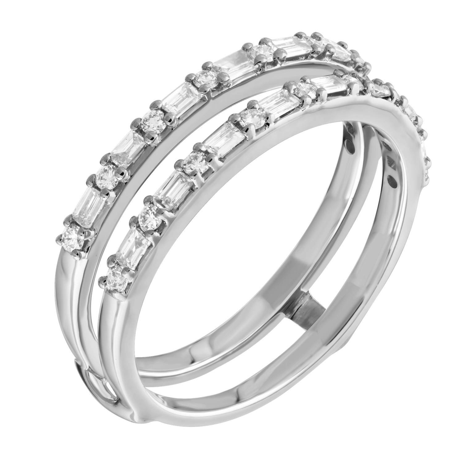 Love Connection&trade; 14K White Gold Diamond Baguette & Round Parallel 0.48 Ctw