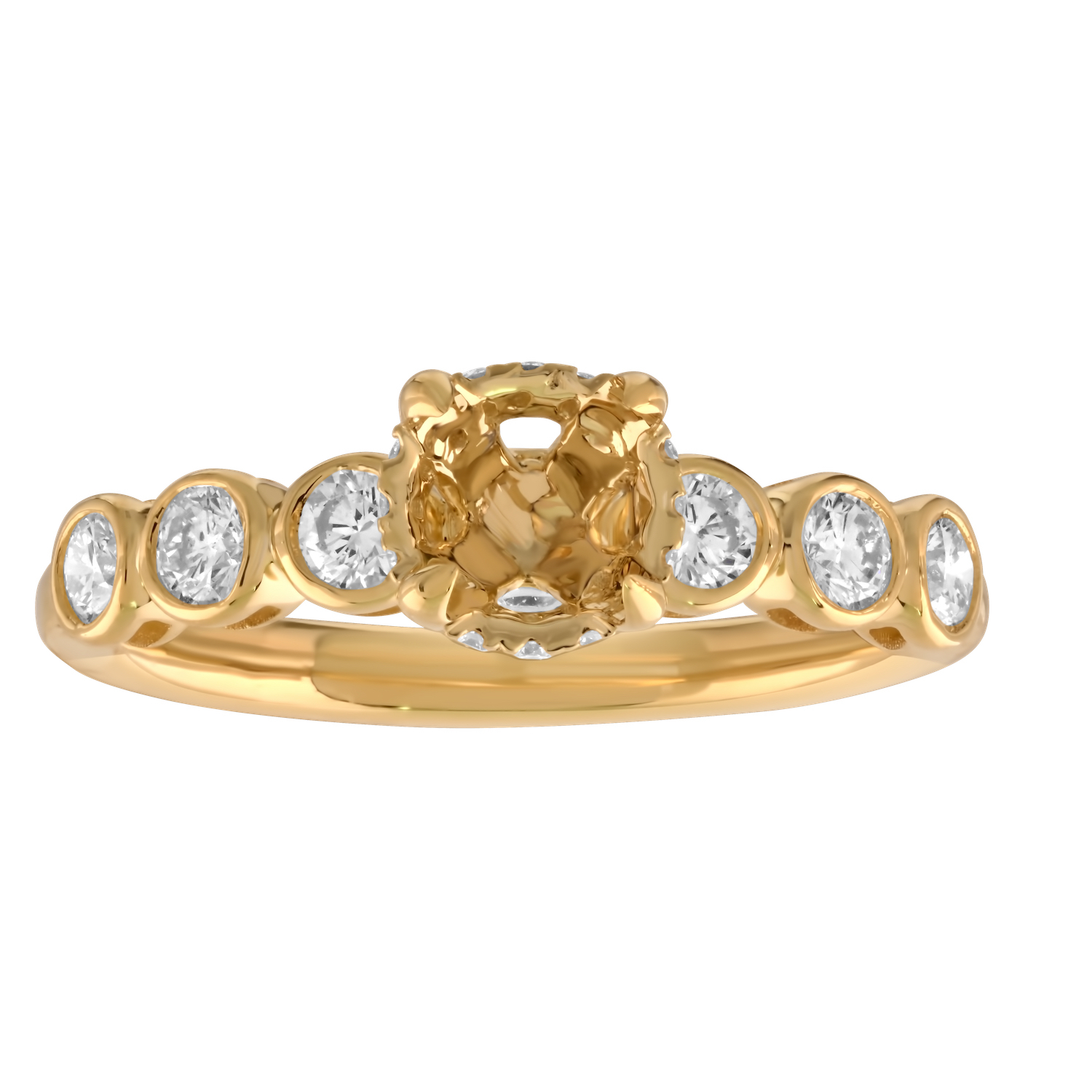 Bridal Collection 14K Yellow Gold Oval Cut Bezel Set Shank Hidden Halo with Matching Wedding Ring Diamond 1.00 Ctw